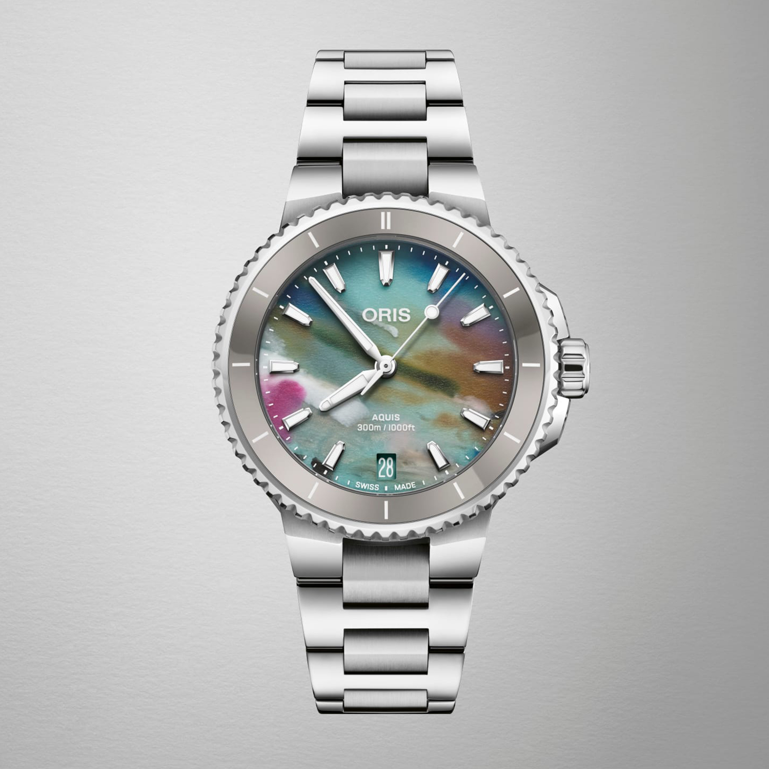 Oris 01 733 7792 4150-07 8 19 05P zegarek srebrny klasyczny Aquis bransoleta - miniatura 2