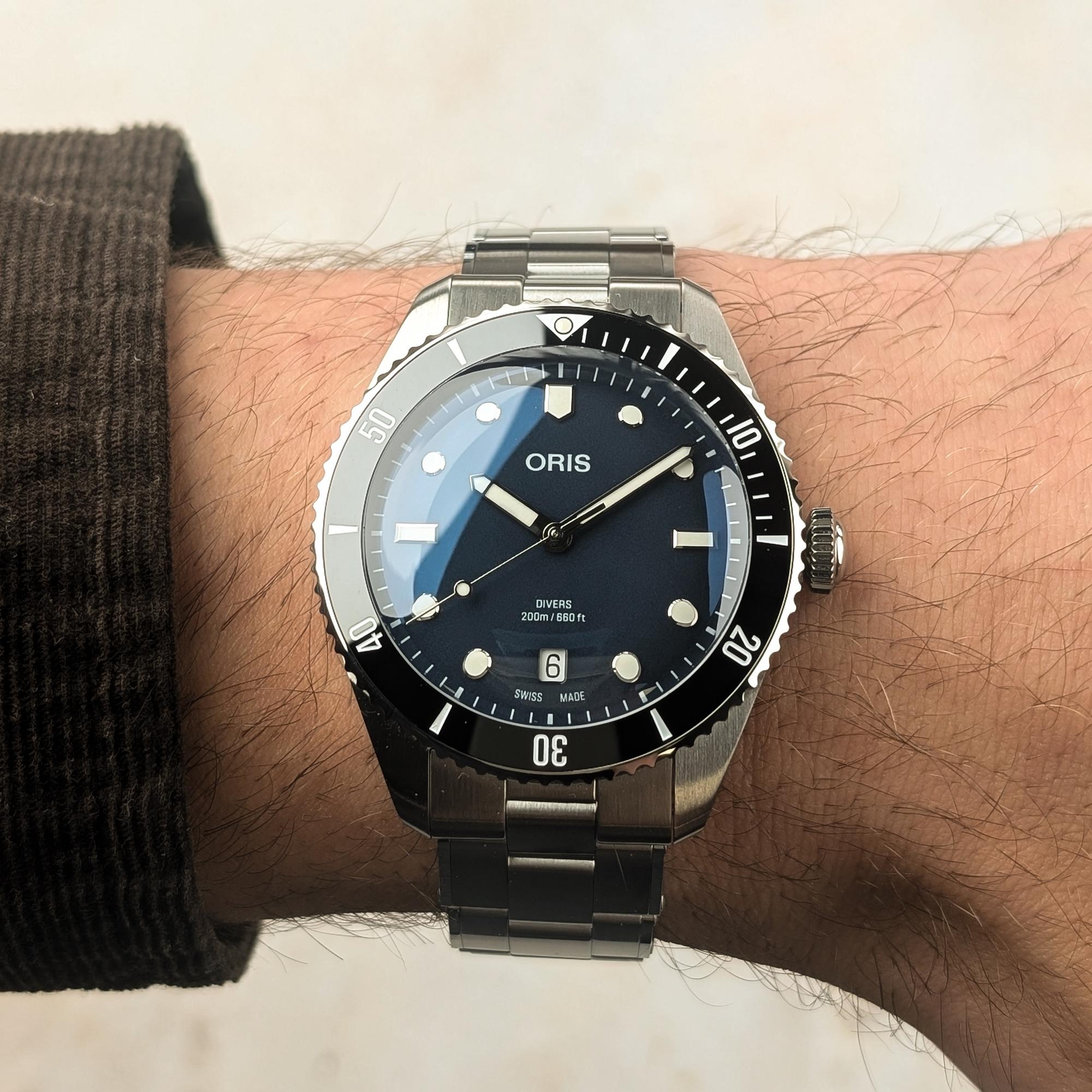 Oris 01 733 7795 4055-SET Divers Divers Date zegarek męski typudiver szafirowe