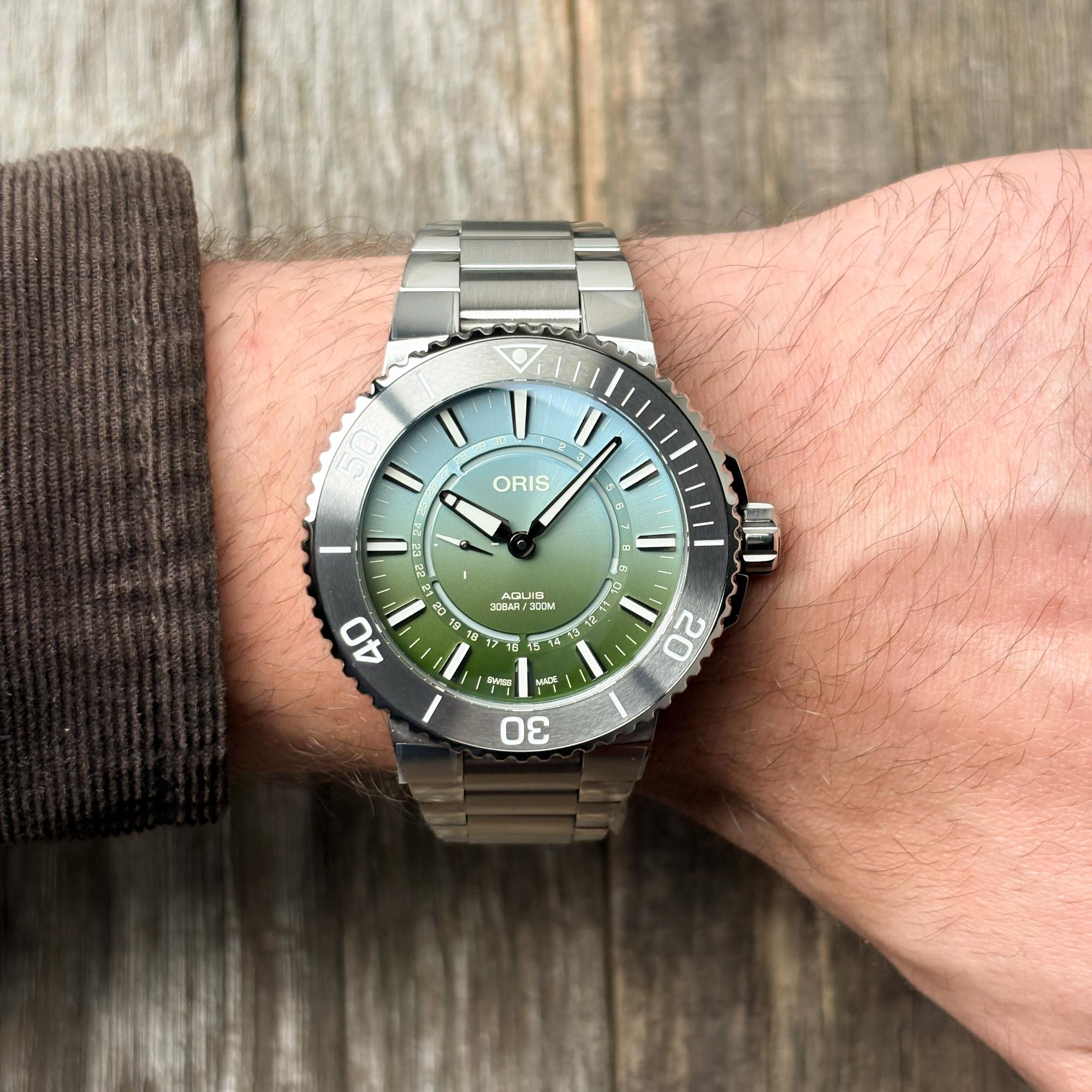 Oris 01 743 7734 4197-Set Aquis DAT WATT LIMITED EDITION II zegarek męski szafirowe