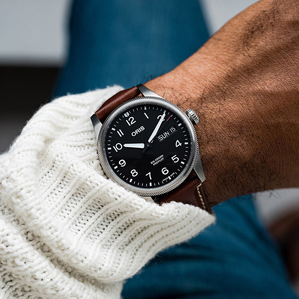 Oris 01 752 7760 4164-07 5 22 07LC męski zegarek Big Crown ProPilot pasek - miniatura 3