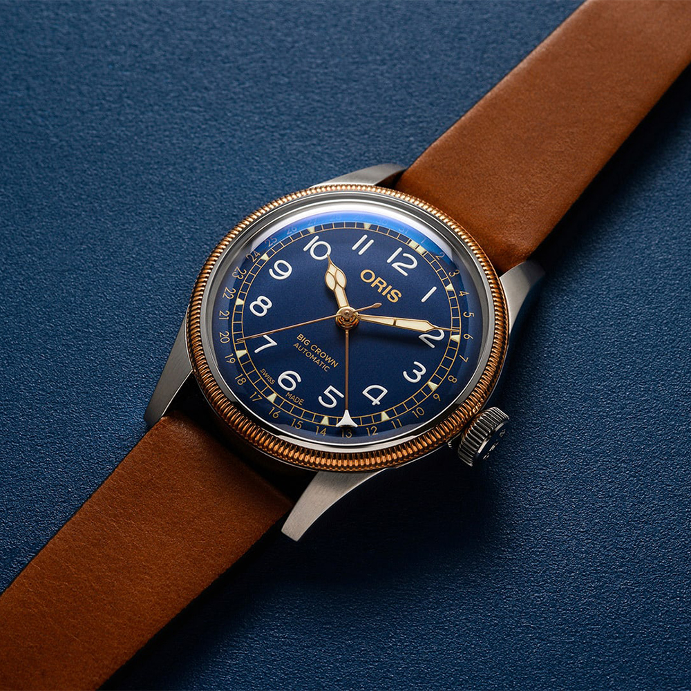 Oris 01 754 7741 4365-07 5 20 58 zegarek srebrny klasyczny Big Crown pasek - miniatura 4