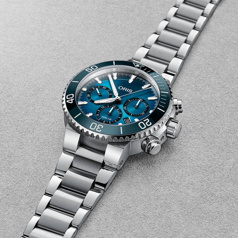 Oris 01 771 7743 4185-TRILOGY SET Aquis ORIS BLUE WHALE LIMITED EDITION zegarek męski sportowy szafirowe - miniatura 6