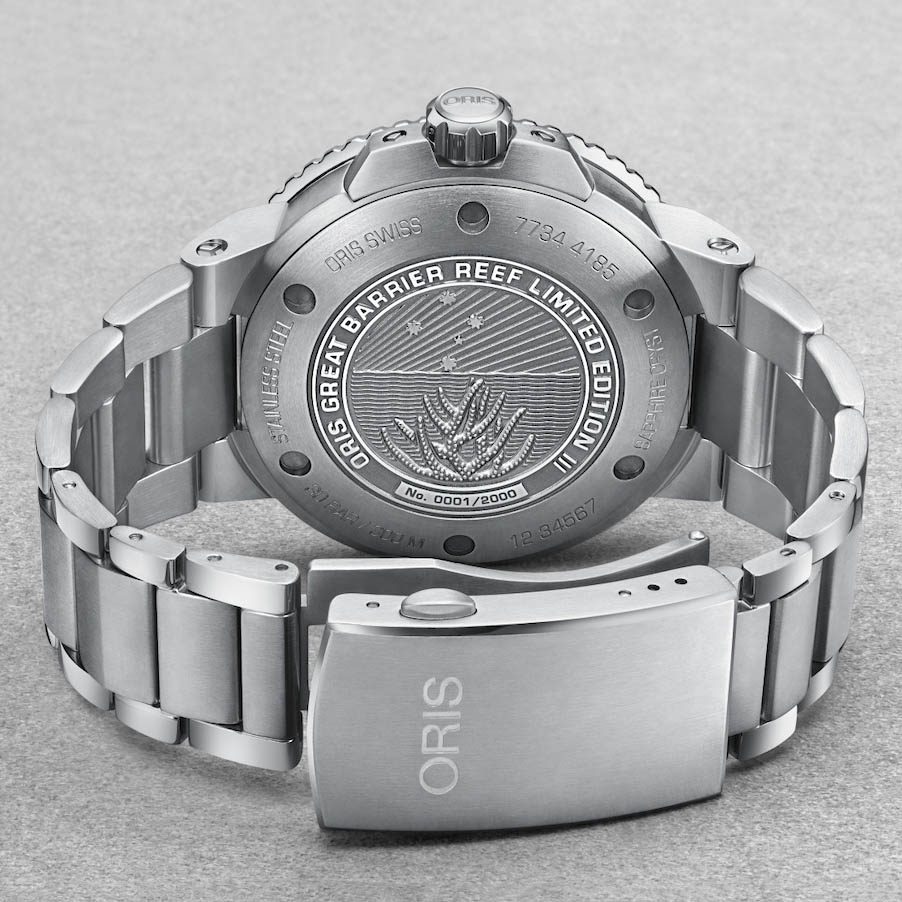 Oris 01 771 7743 4185-TRILOGY SET ORIS BLUE WHALE LIMITED EDITION Aquis sportowy zegarek srebrny - miniatura 9