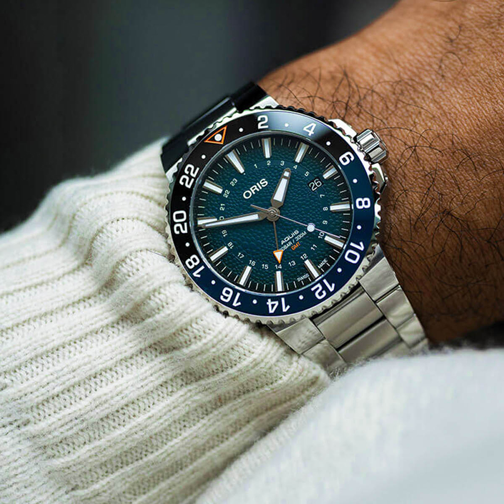 Oris 01 798 7754 4175-SET zegarek srebrny klasyczny Aquis bransoleta - miniatura 6
