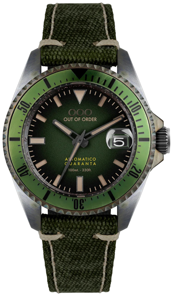 Out Of Order GREEN AUTOMATICO QUARANTA CANVAS 001-21.VE.CA