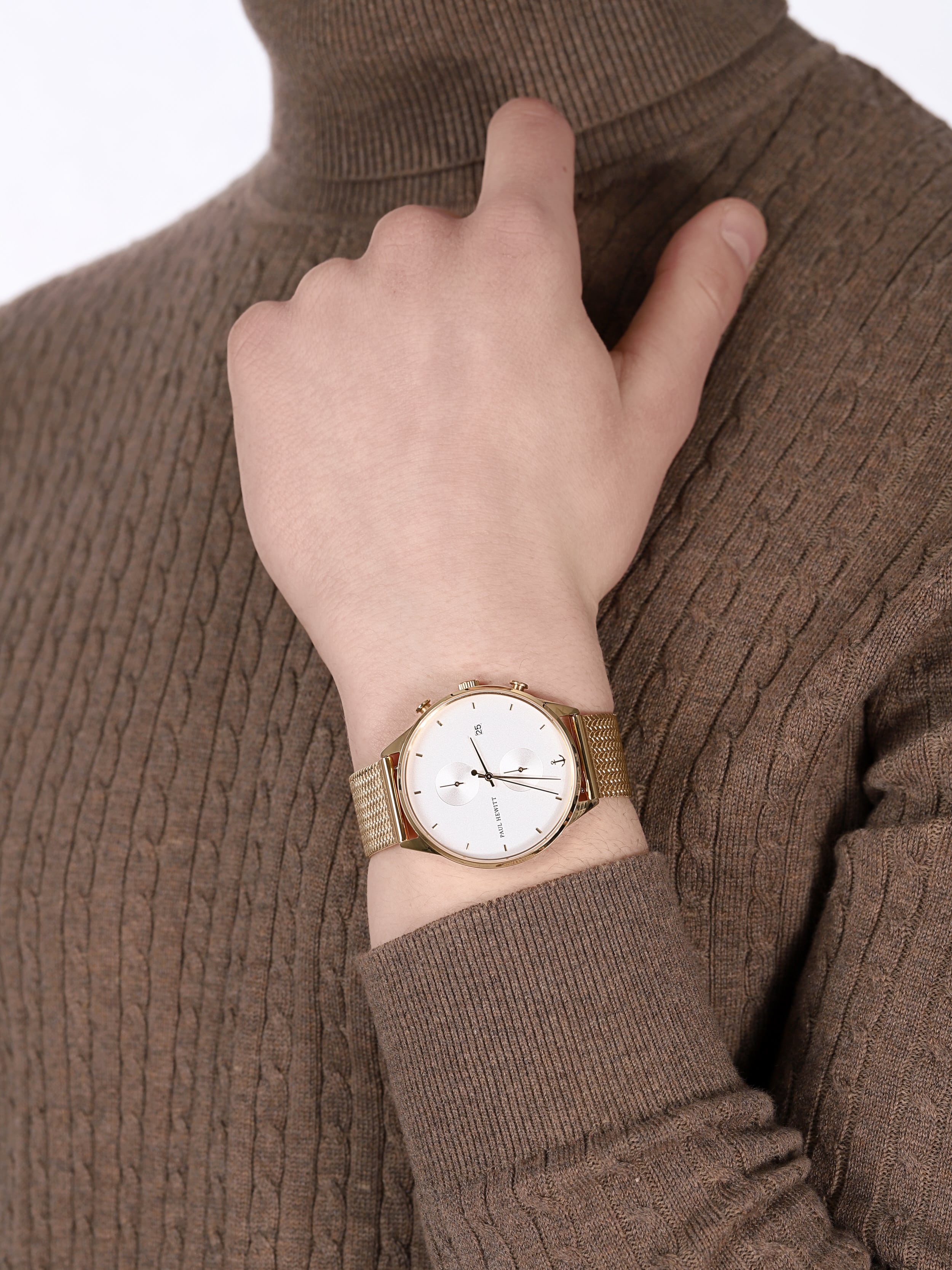 Paul Hewitt PH-C-G-W-50S zegarek złoty klasyczny Chrono Line bransoleta - miniatura 3
