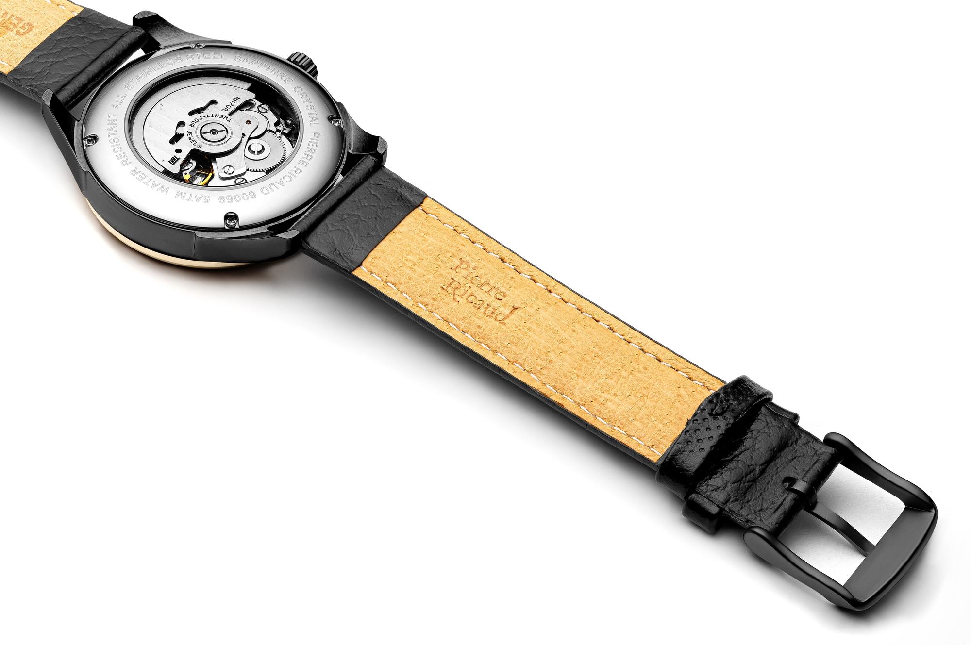 Pierre Ricaud P60059J266A zegarek czarny klasyczny Automatic pasek - miniatura 3