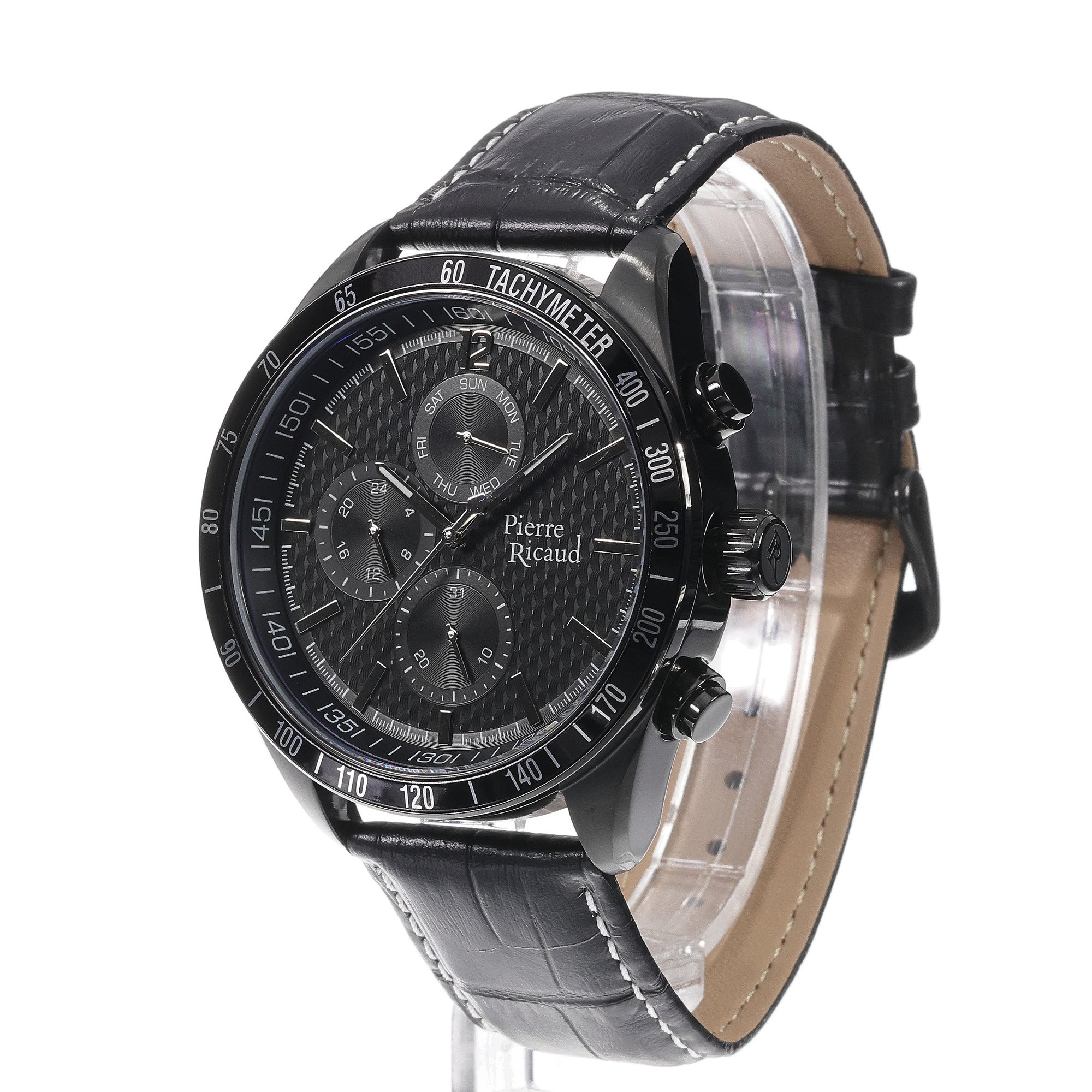 Pierre Ricaud P97224B254QF zegarek czarny sportowy Pasek pasek - miniatura 7
