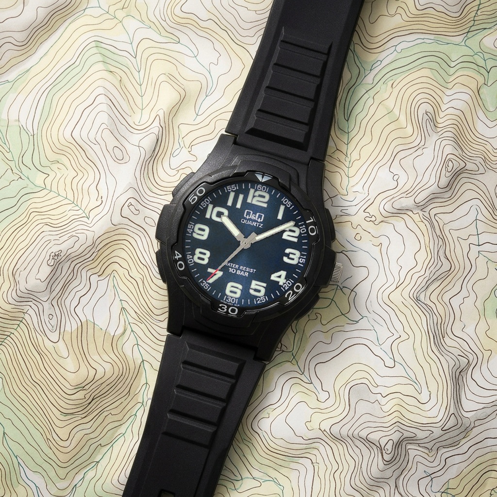 QQ VP84-003 zegarek czarny sportowy Męskie pasek