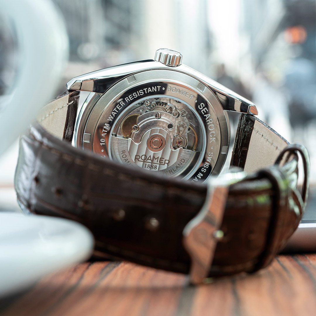 Roamer 210633 47 25 02 zegarek srebrny klasyczny Searock pasek - miniatura 6