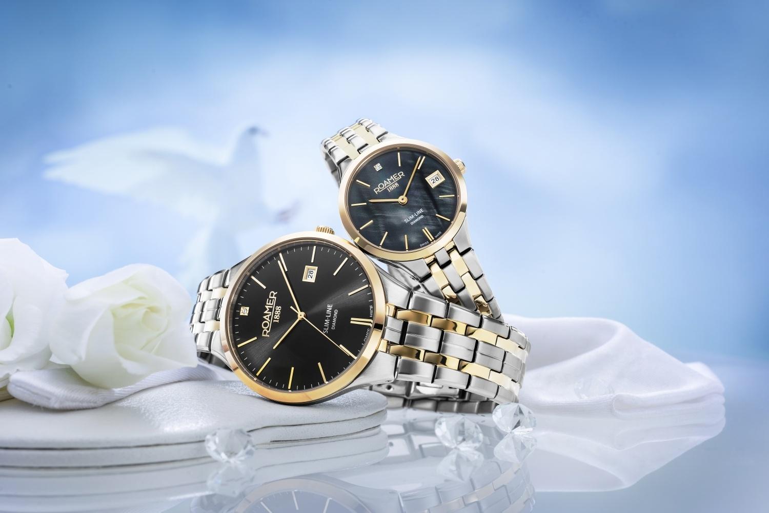 Roamer 864833 47 85 50 zegarek srebrny klasyczny Slim-Line Diamond bransoleta - miniatura 5
