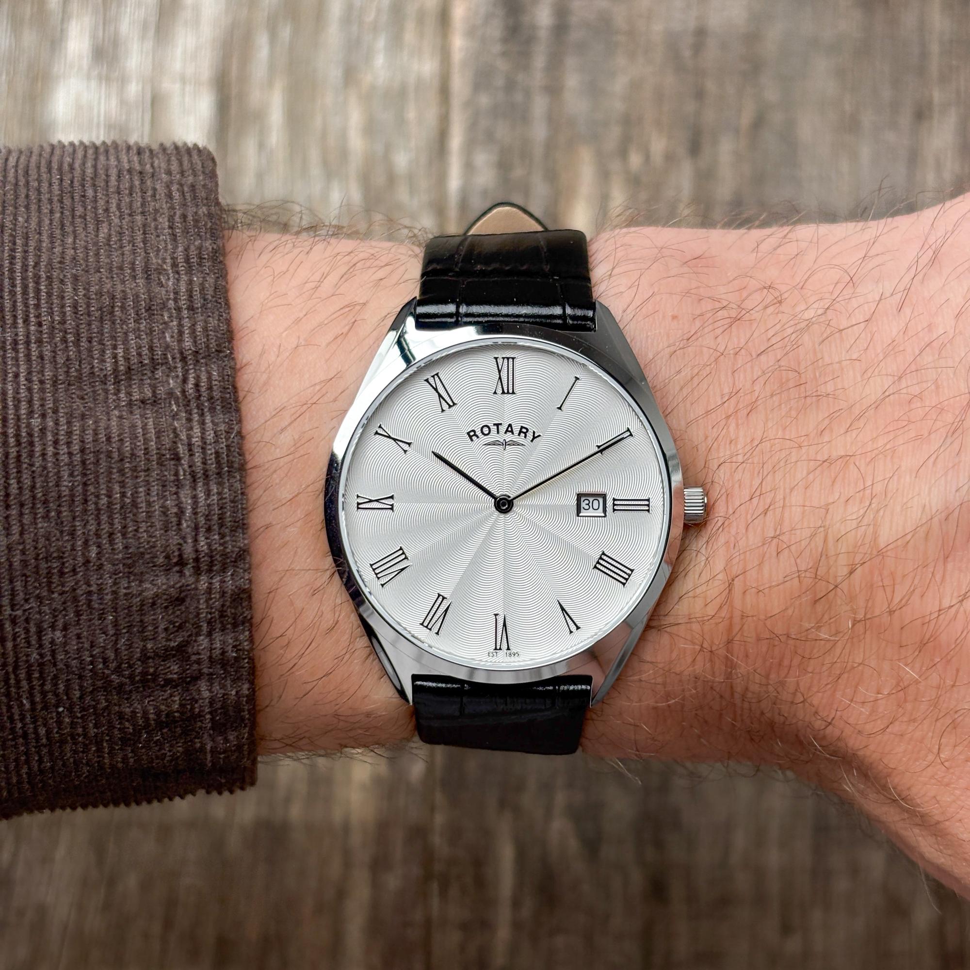 Rotary GS08010-01 zegarek srebrny klasyczny Ultra Slim pasek - miniatura 8