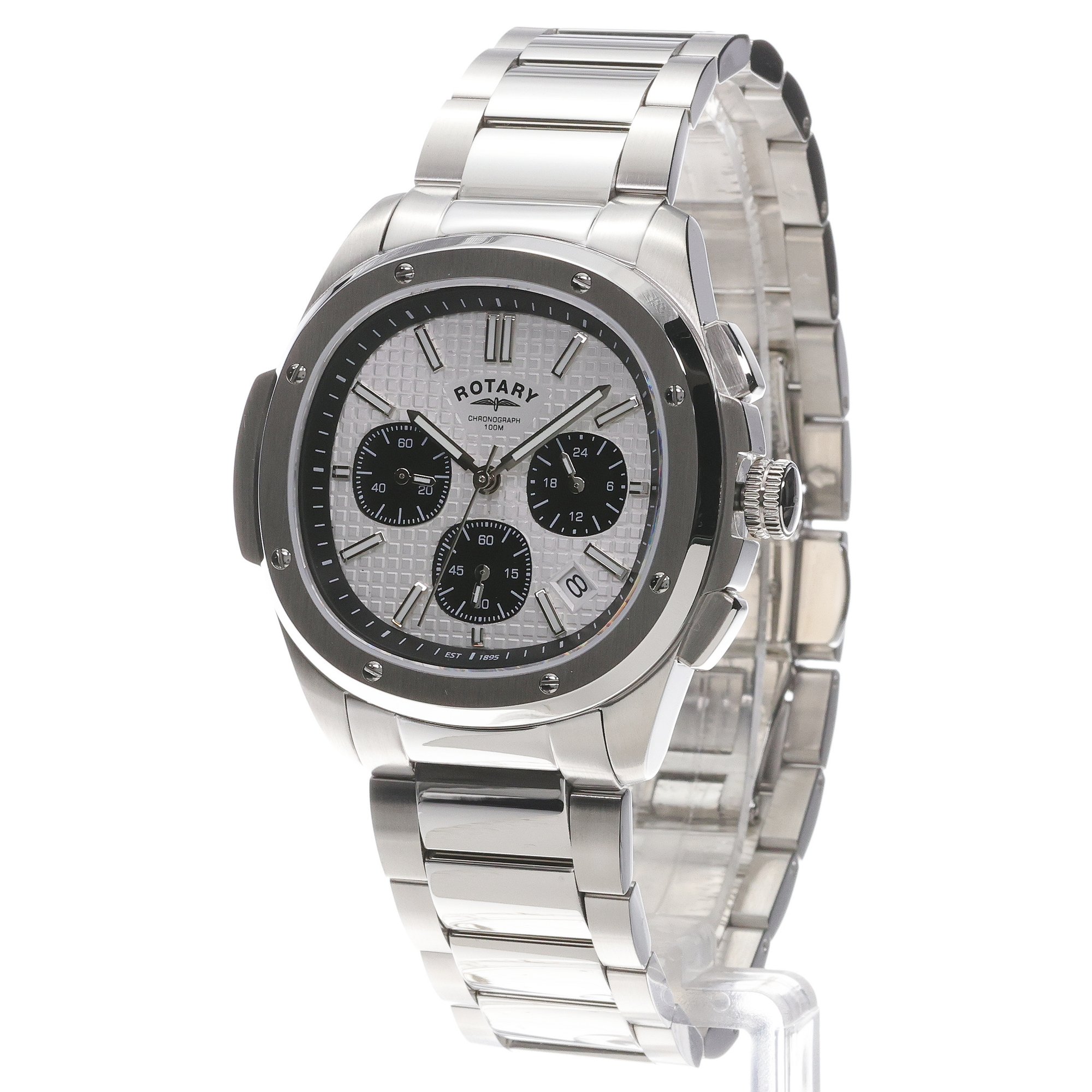 Rotary RGB10031-07 Apex100 Chronograph Apex100 elegancki zegarek srebrny - miniatura 2
