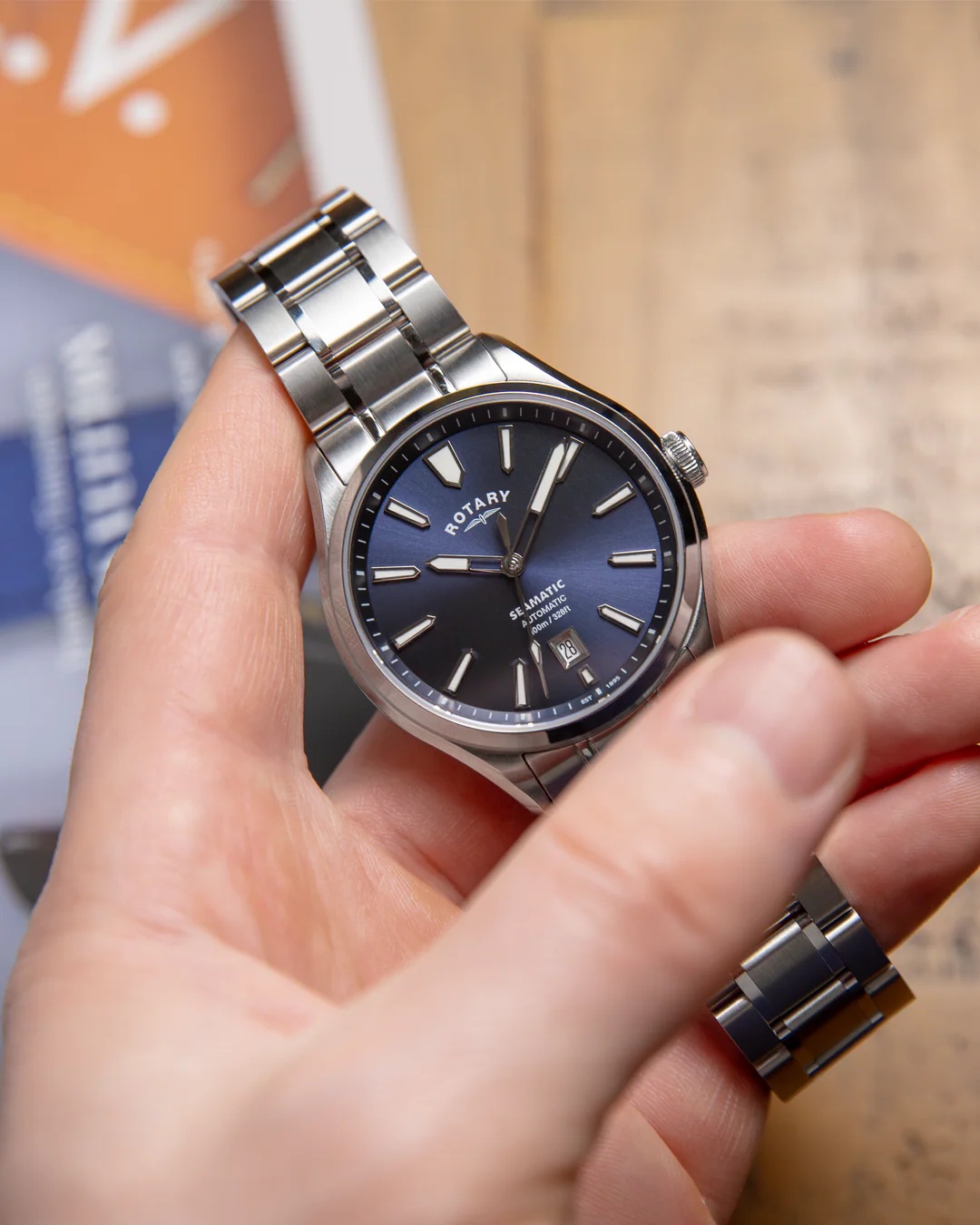 Rotary RGB10033-05 zegarek srebrny klasyczny Seamatic bransoleta - miniatura 6