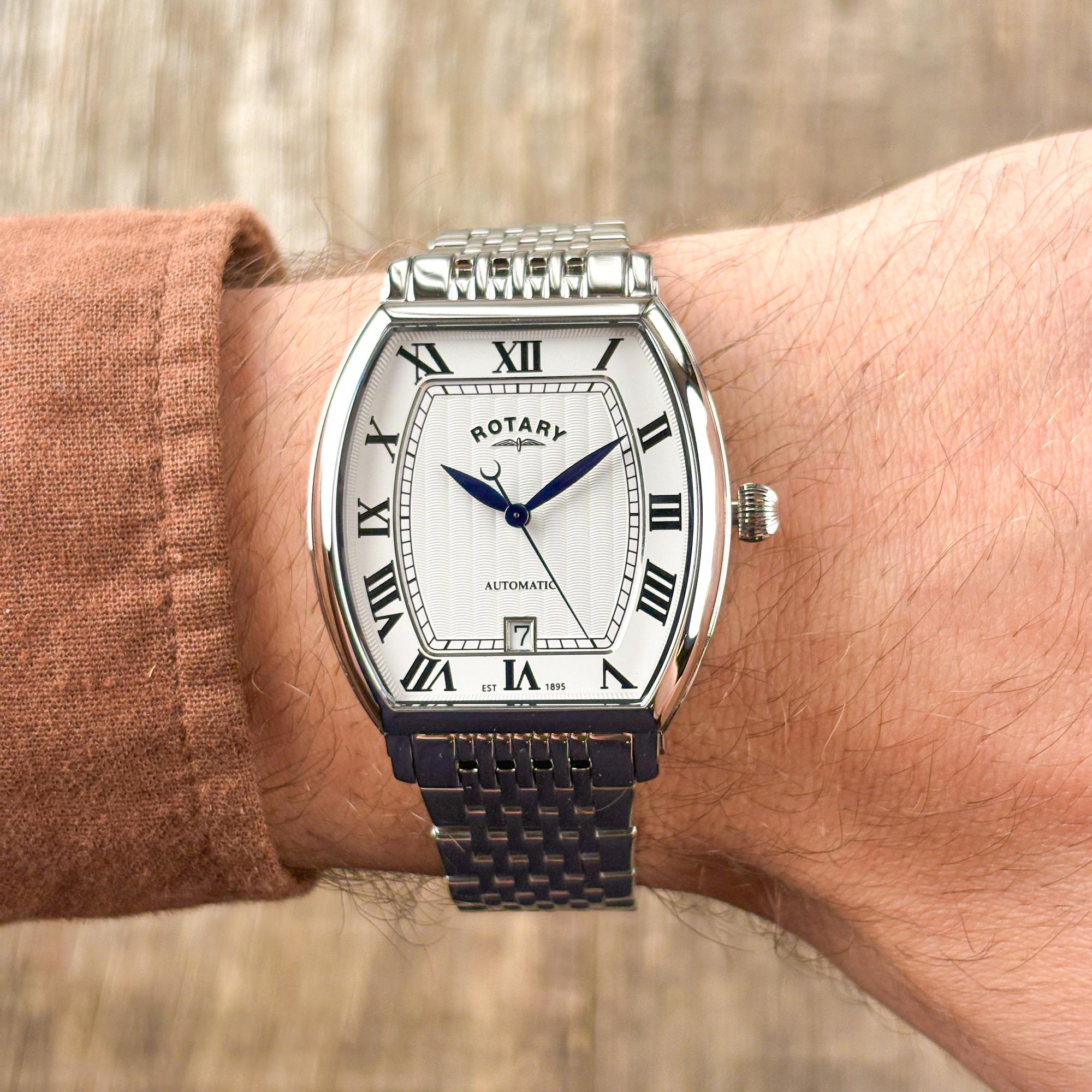 Rotary RGB10047-01 1895 1895 Tonneau Automatic zegarek męski klasyczny szafirowe - miniatura 8