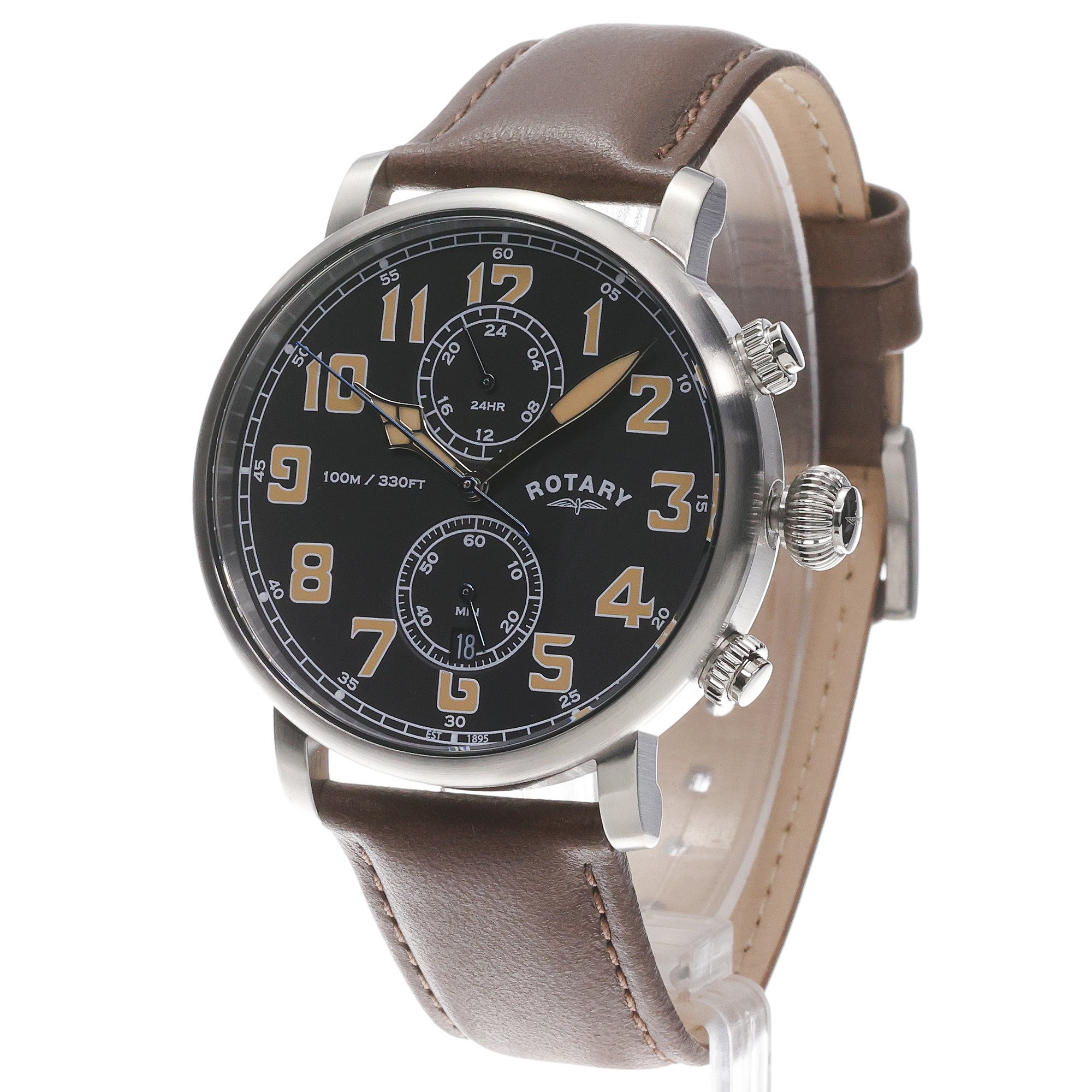 Rotary RGS10000-04 Apex100 Pilot Apex100 elegancki zegarek srebrny - miniatura 2
