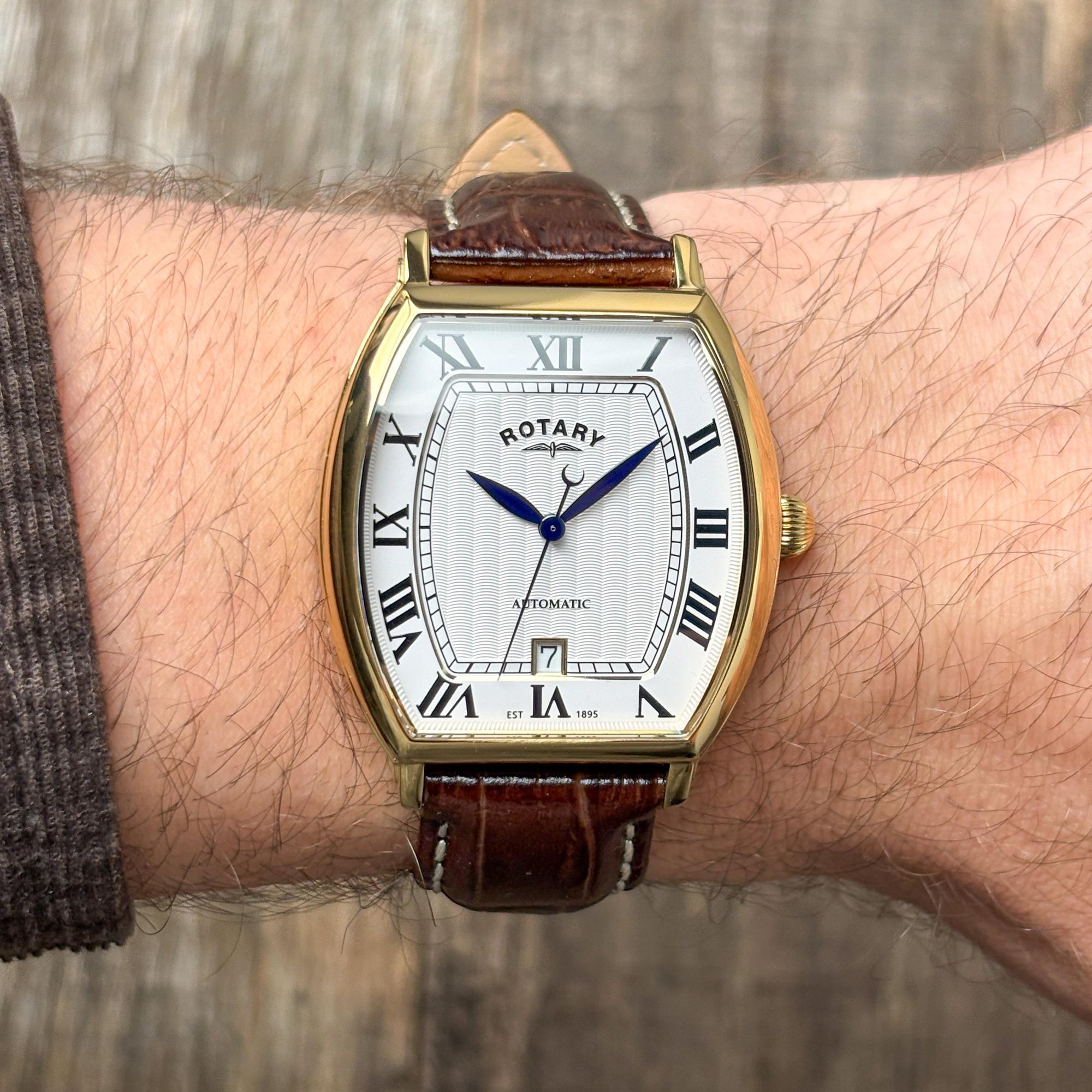 Rotary RGS10060-01 1895 Tonneau Automatic 1895 klasyczny zegarek złoty - miniatura 9