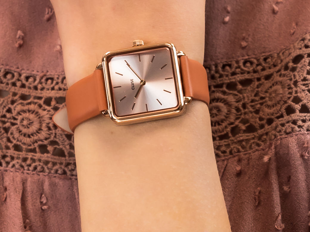 Cluse CW0101207008 Rose Gold/Butterscotch zegarek klasyczny La Tetragone - miniatura 4