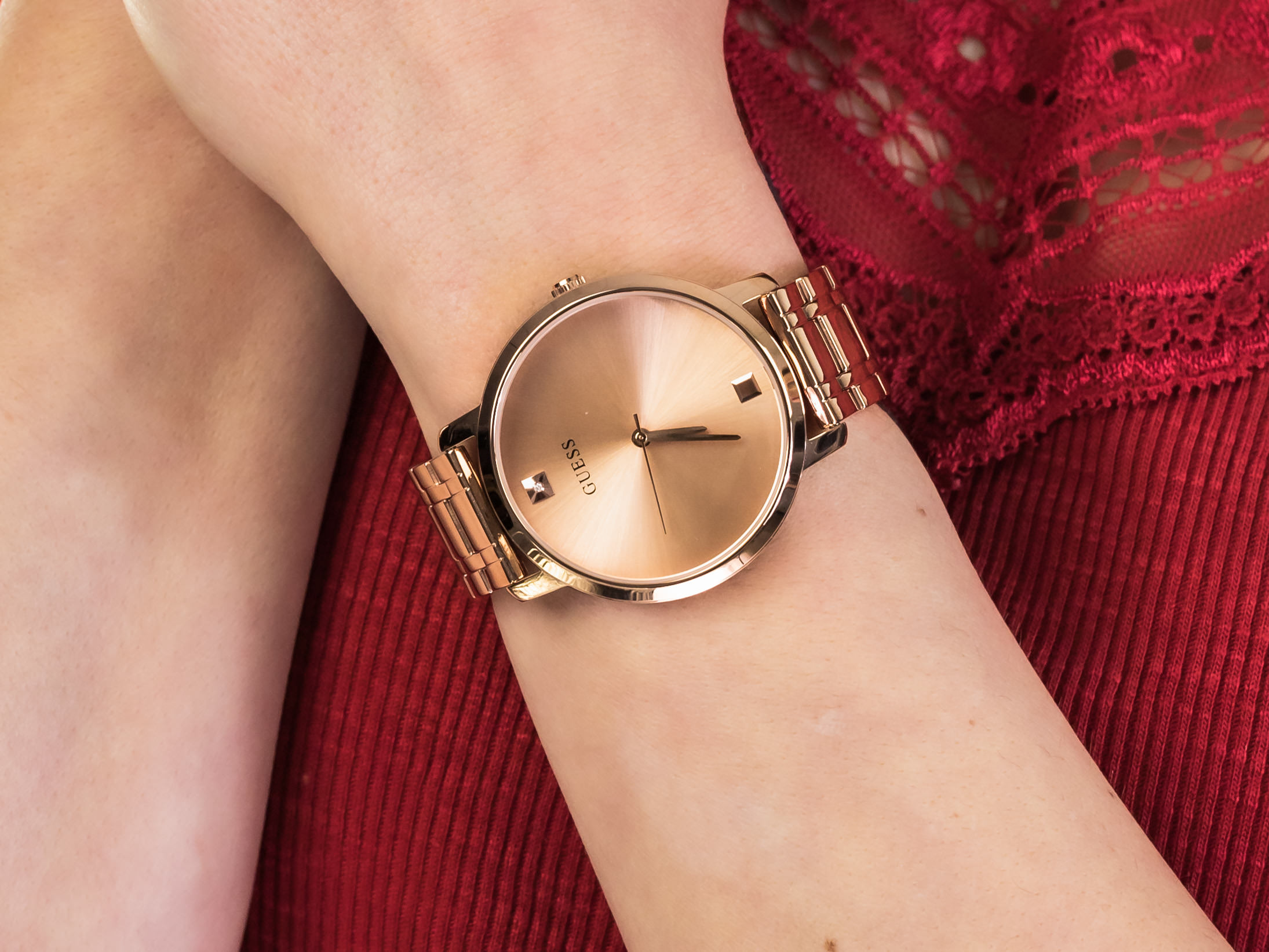 Guess W1313L3 zegarek różowe złoto klasyczny Bransoleta bransoleta
