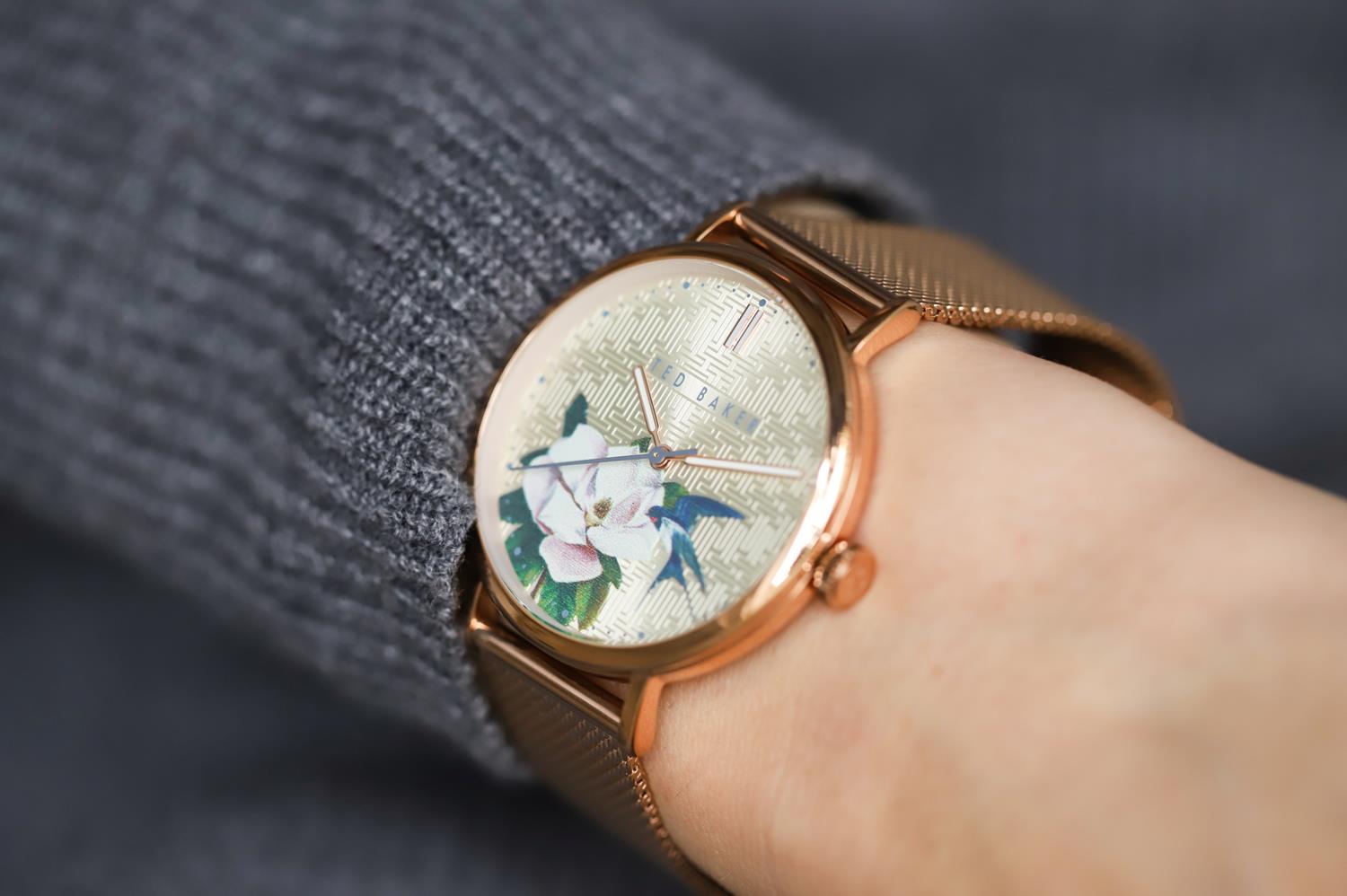Ted Baker BKPPFF901 Phylipa Flowers bransoleta klasyczny zegarek różowe złoto - miniatura 9