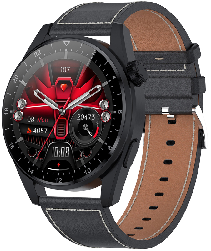 Rubicon Smartwatch Rubicon RNCE78 czarny czarna skóra + czarny silikon SMARUB109