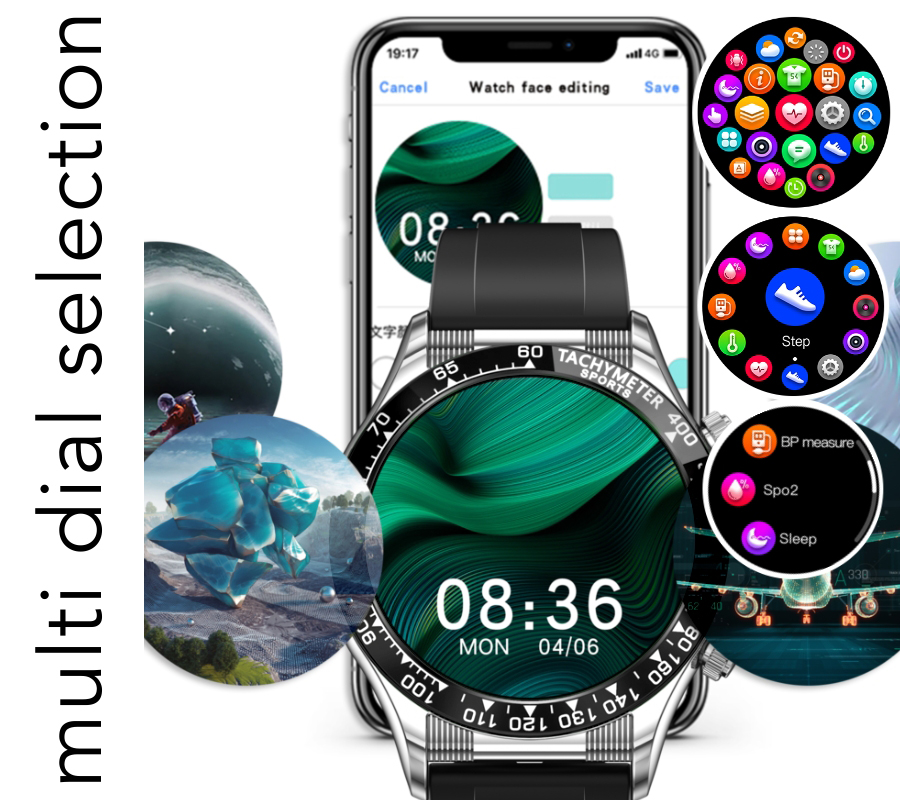 Rubicon SMARUB177 Smartwatch Rubicon RNCE94 srebrny czarny zegarek sportowy Smartwatch - miniatura 14