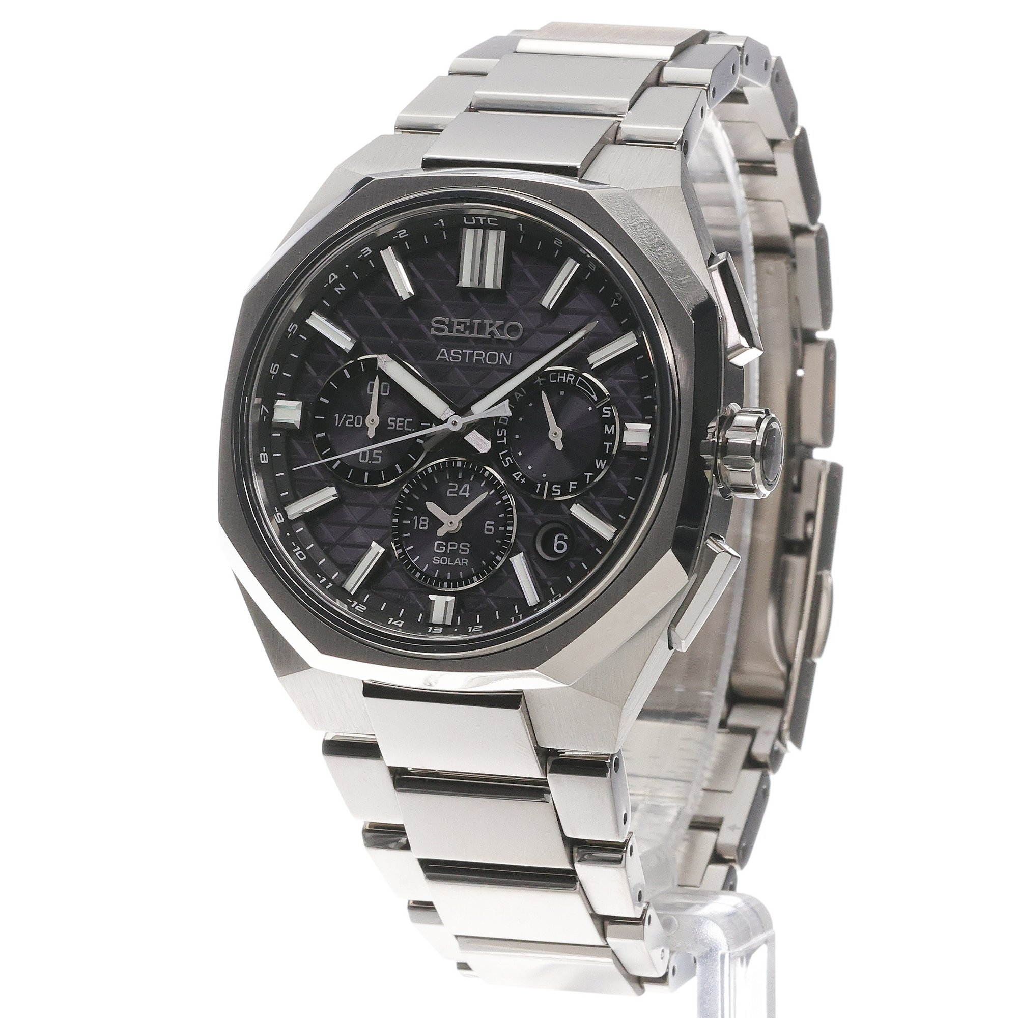 Seiko HAB002J1 Astron Astron GPS Solar Dual-Time Chronograph zegarek męski sportowy szafirowe - miniatura 2