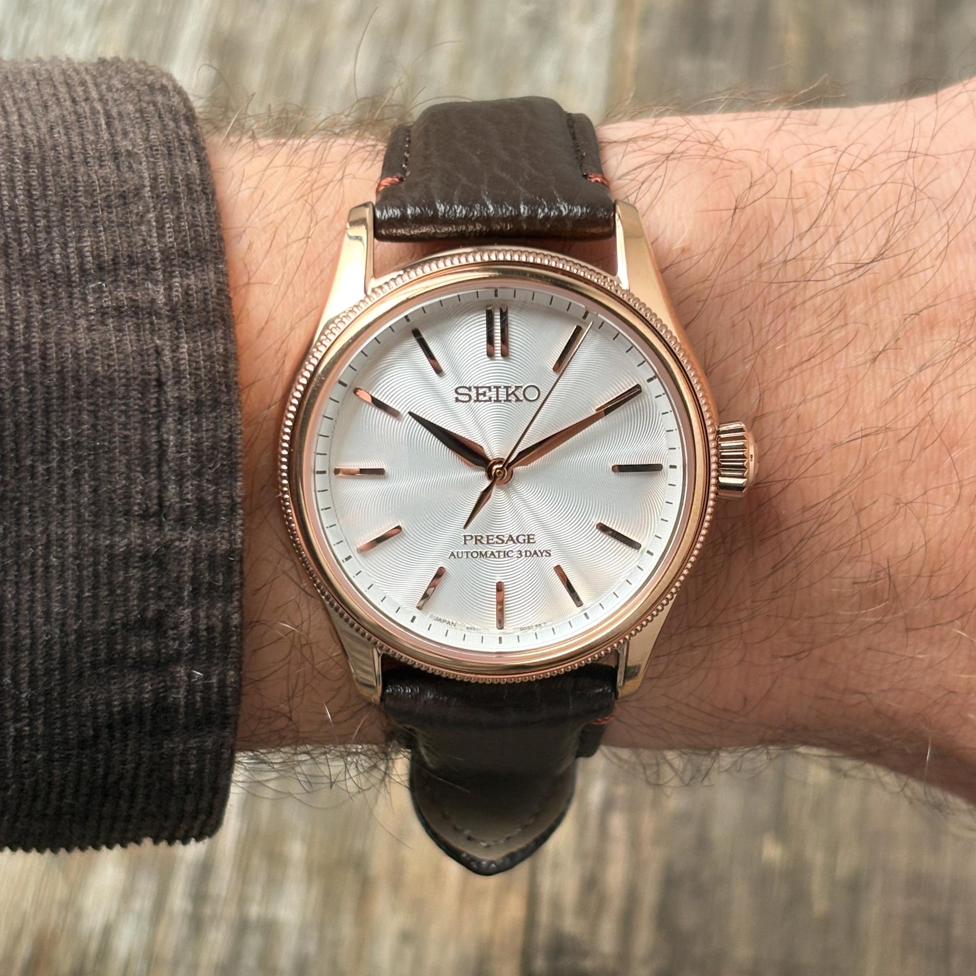 Seiko HCC008J1 zegarek męski Presage różowe złoto