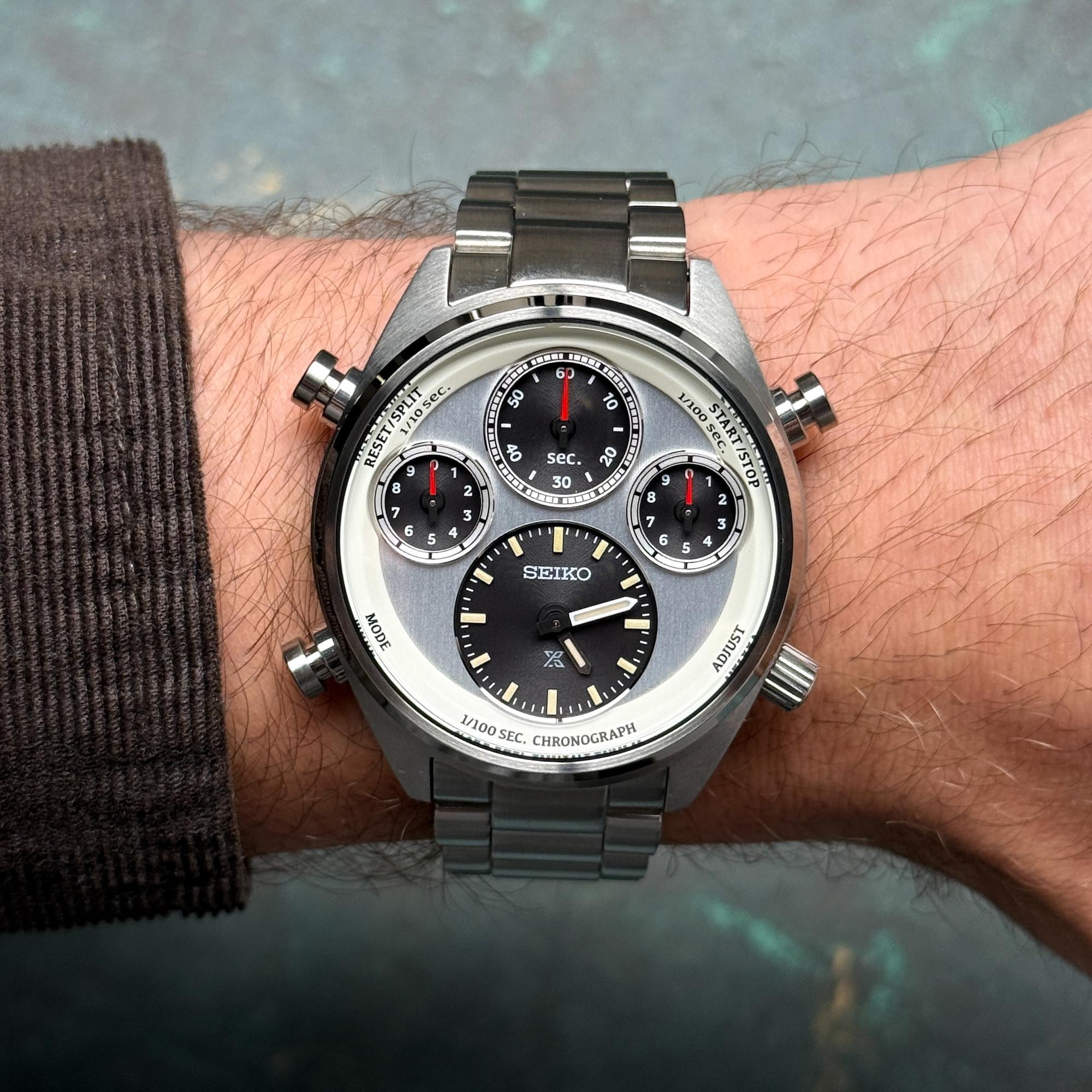 Seiko SFJ009P1 Prospex Speedtimer One Hundredth of a Second Solar Chronograph Limited Edition 110th Seiko Wristwatc Prospex sportowy zegarek srebrny - miniatura 9