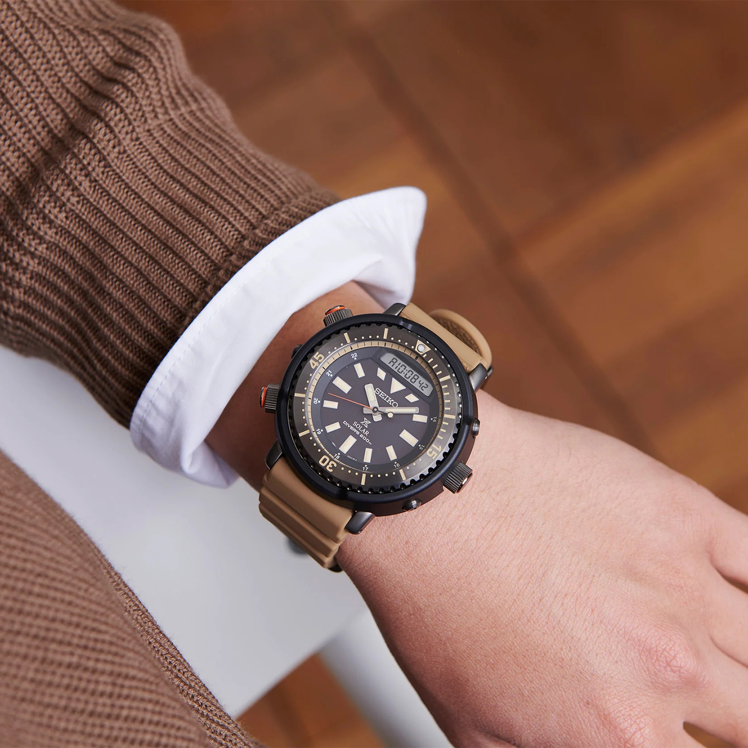 Seiko SNJ029P1 Prospex Prospex Arnie Divers 200m Solar zegarek męski sportowy mineralne utwardzane - miniatura 5