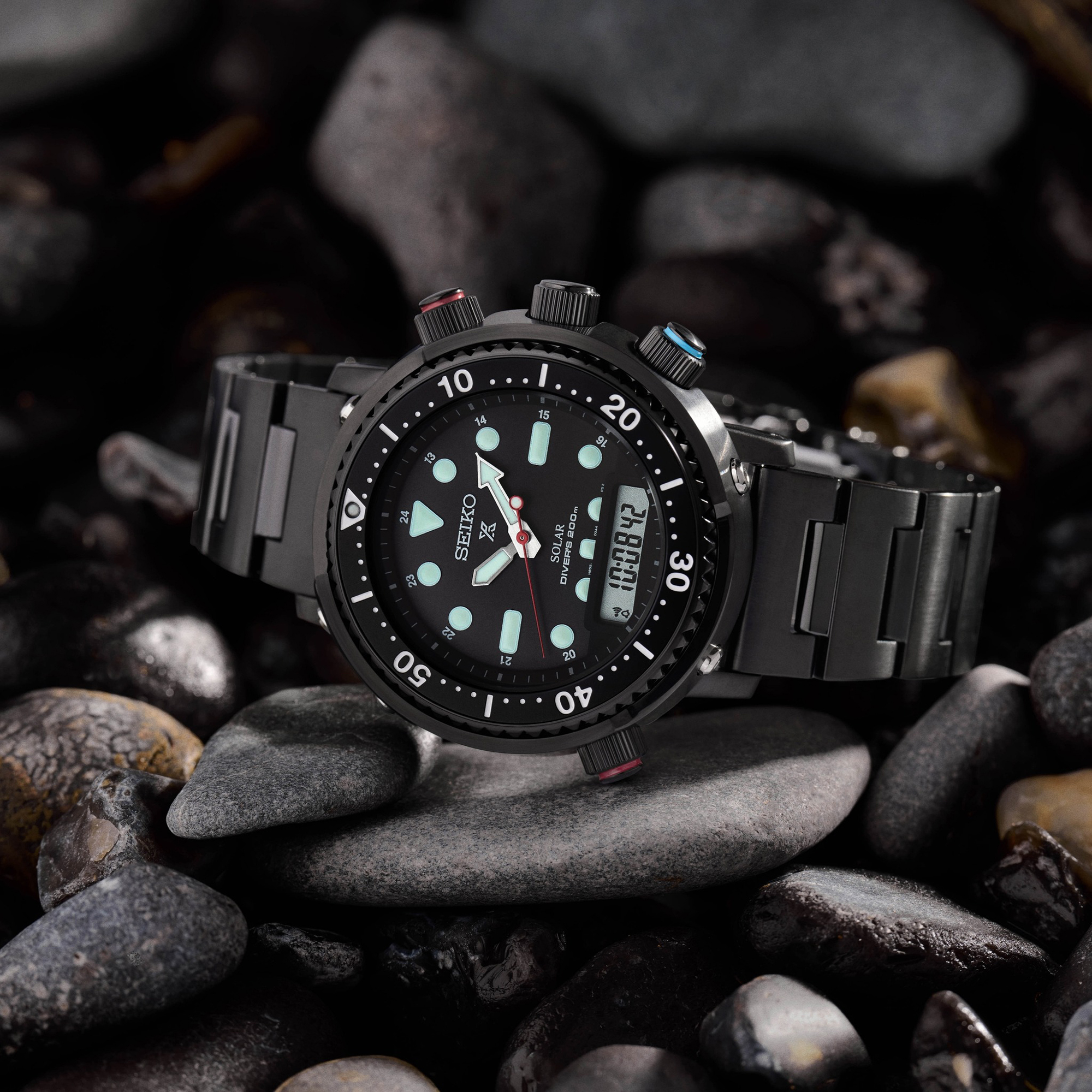 Seiko SNJ037P1 Prospex Solar Arnie Hybrid Divers 40th Anniversary Limited Edition Prospex sportowy zegarek czarny
