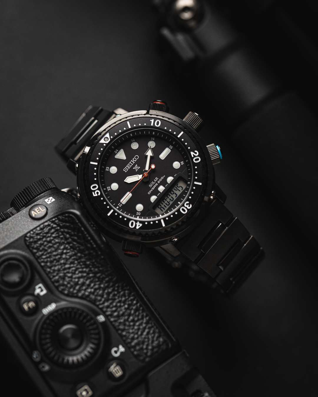 Seiko SNJ037P1 zegarek czarny sportowy Prospex bransoleta