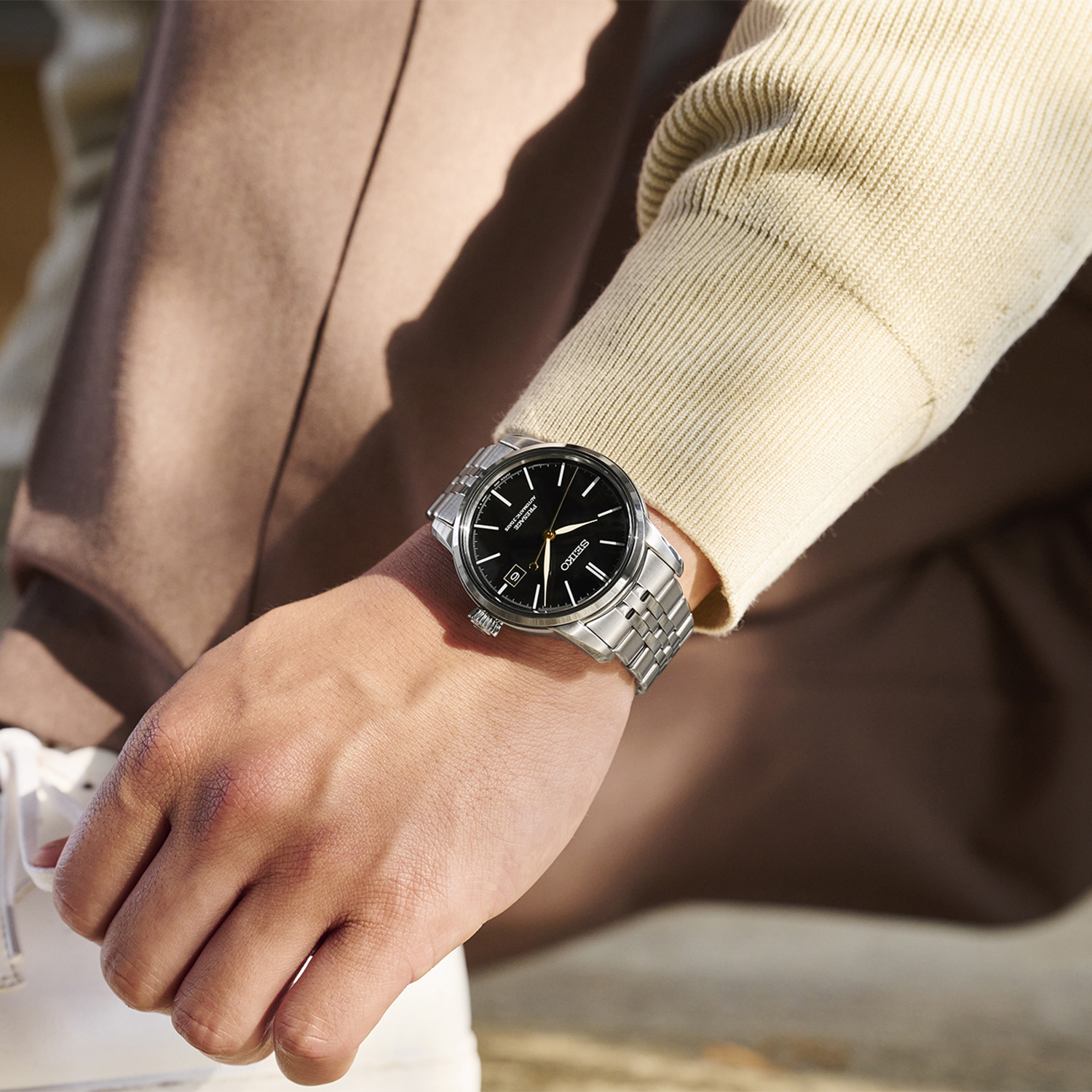 Seiko SPB405J1 zegarek srebrny klasyczny Presage pasek - miniatura 9