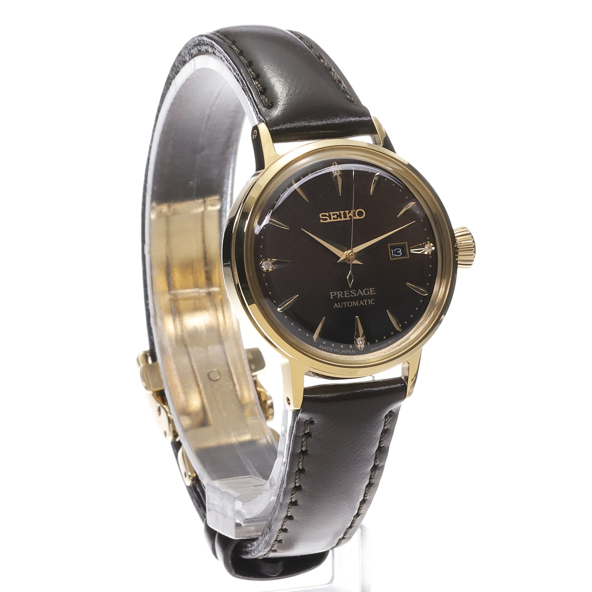 Seiko SRE020J1 zegarek złoty luksusowy Automatic pasek - miniatura 3