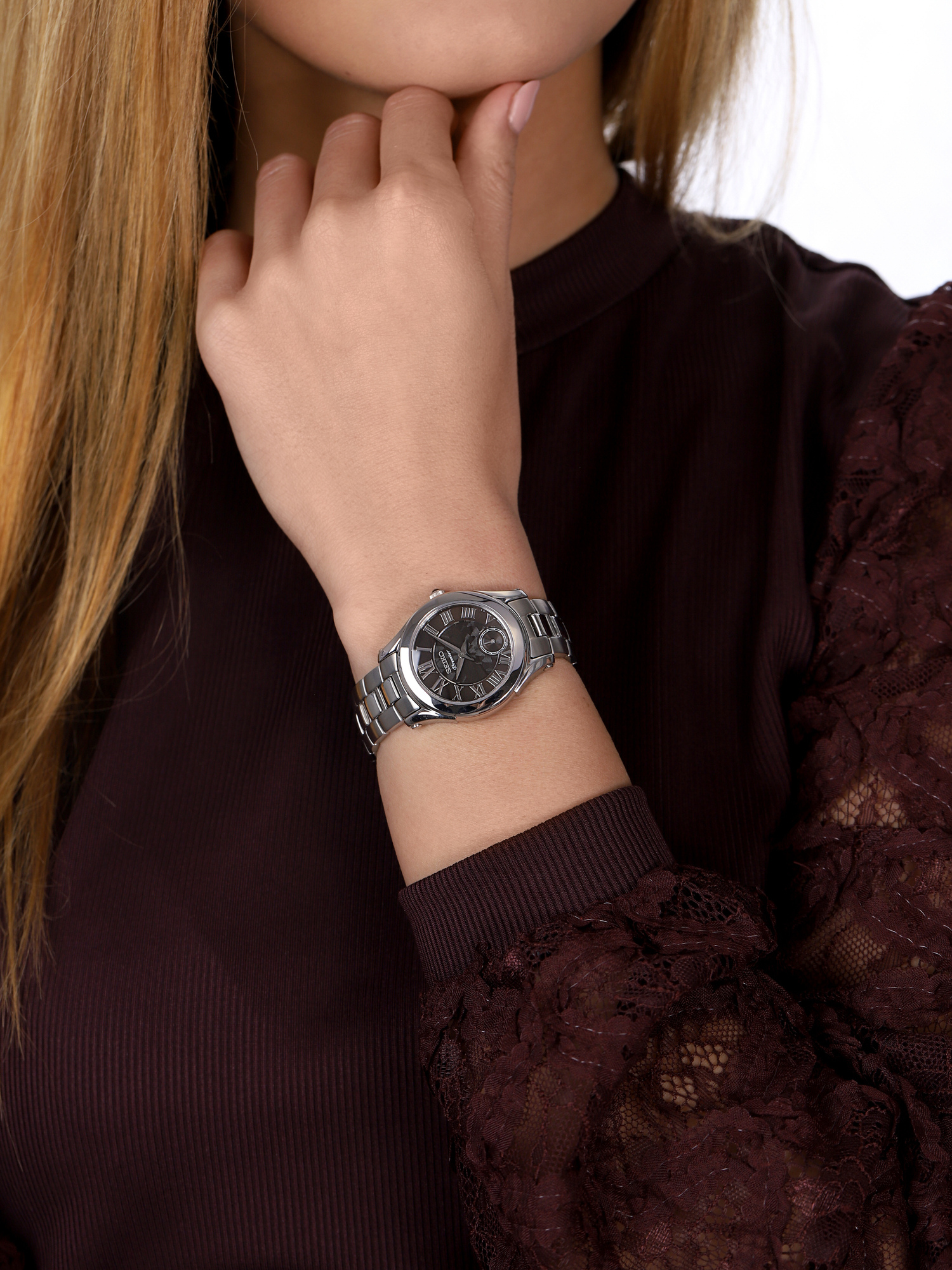 Seiko SRKZ71P1 Premier Quartz 100m Premier zegarek damski klasyczny szafirowe - miniatura 3