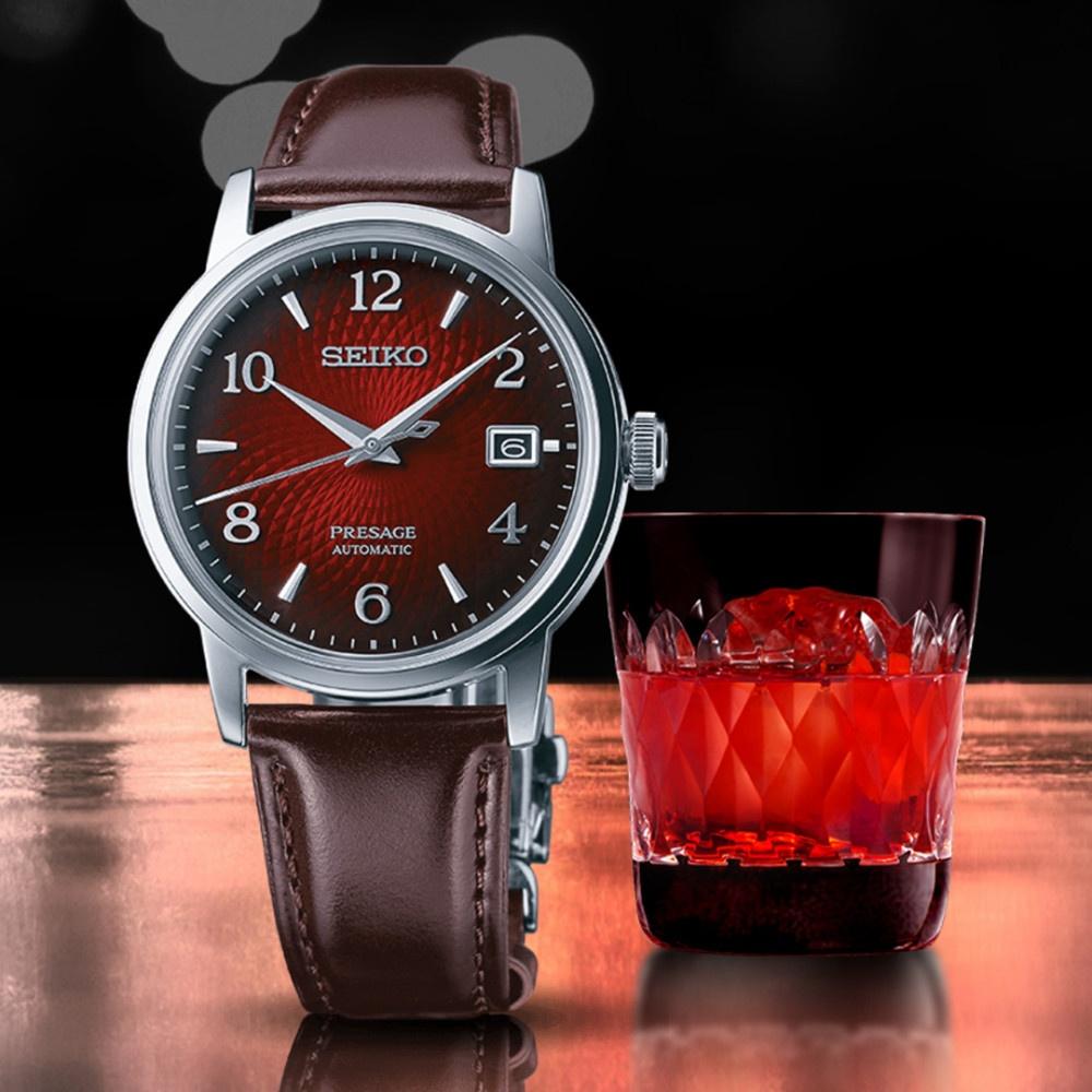 Seiko SRPE41J1 zegarek srebrny elegancki Presage pasek - miniatura 8