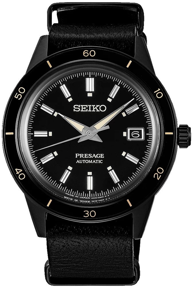 Seiko SRPH95J1 zegarek czarny klasyczny Presage pasek - miniatura 2