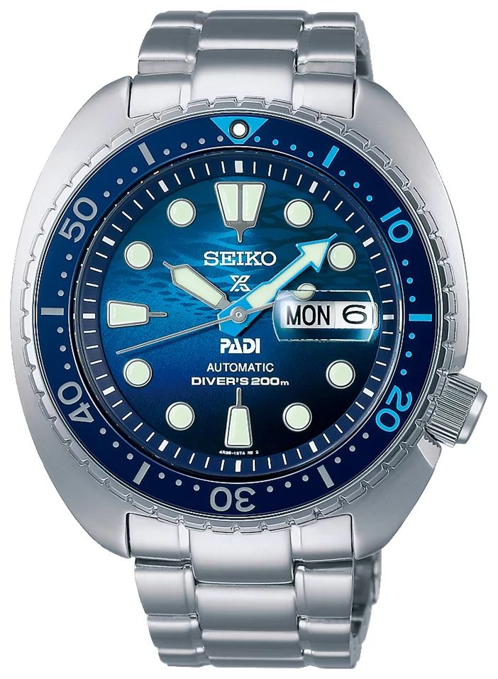 Seiko SRPK01K1 Prospex PADI Diver Turtle Scuba Special Edition Prospex klasyczny zegarek srebrny