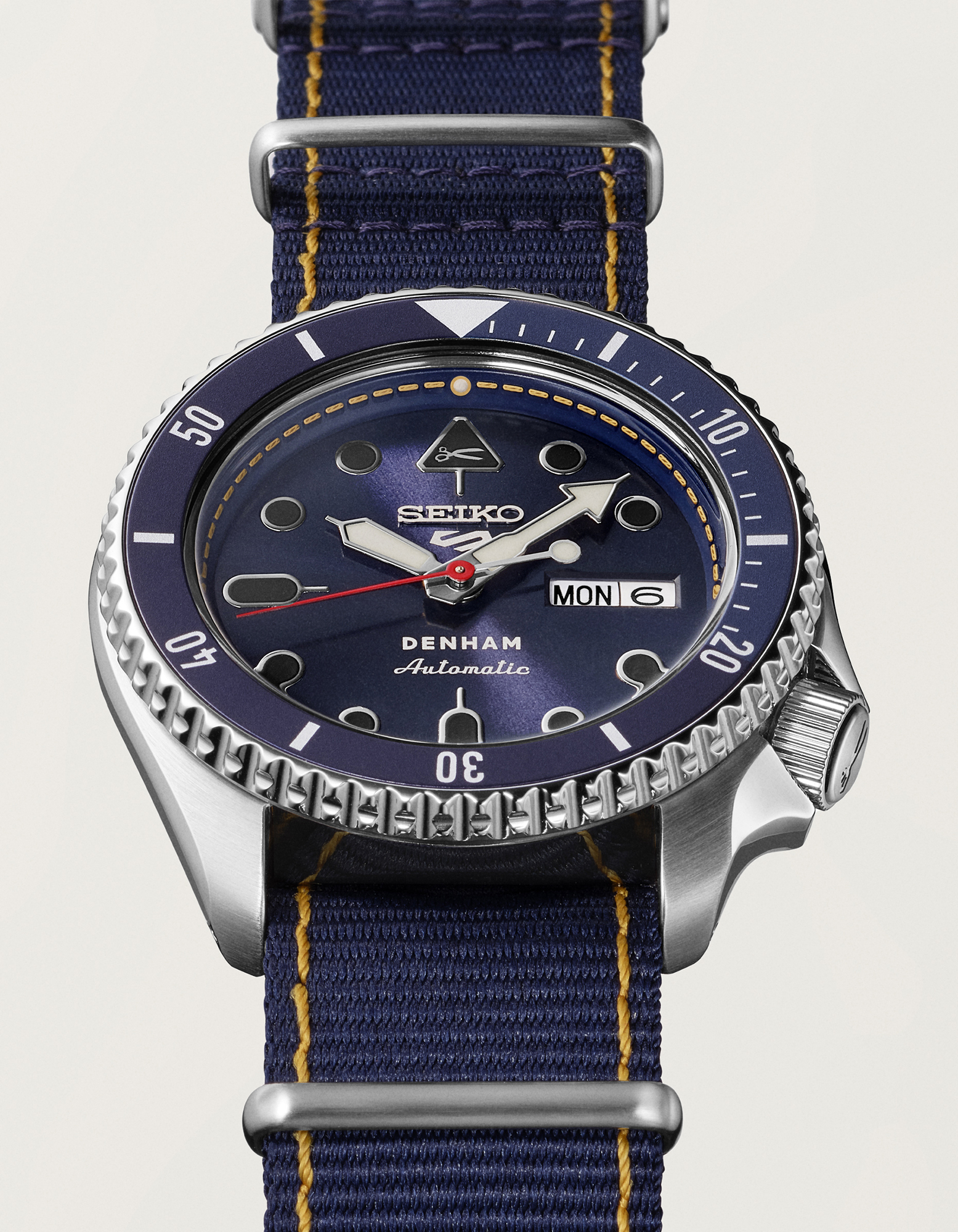 Seiko SRPL35K1 Sports Automat 5 Sports x Denham THE JEANMAKERS WATCH Limited Edition zegarek męski klasyczny mineralne utwardzane