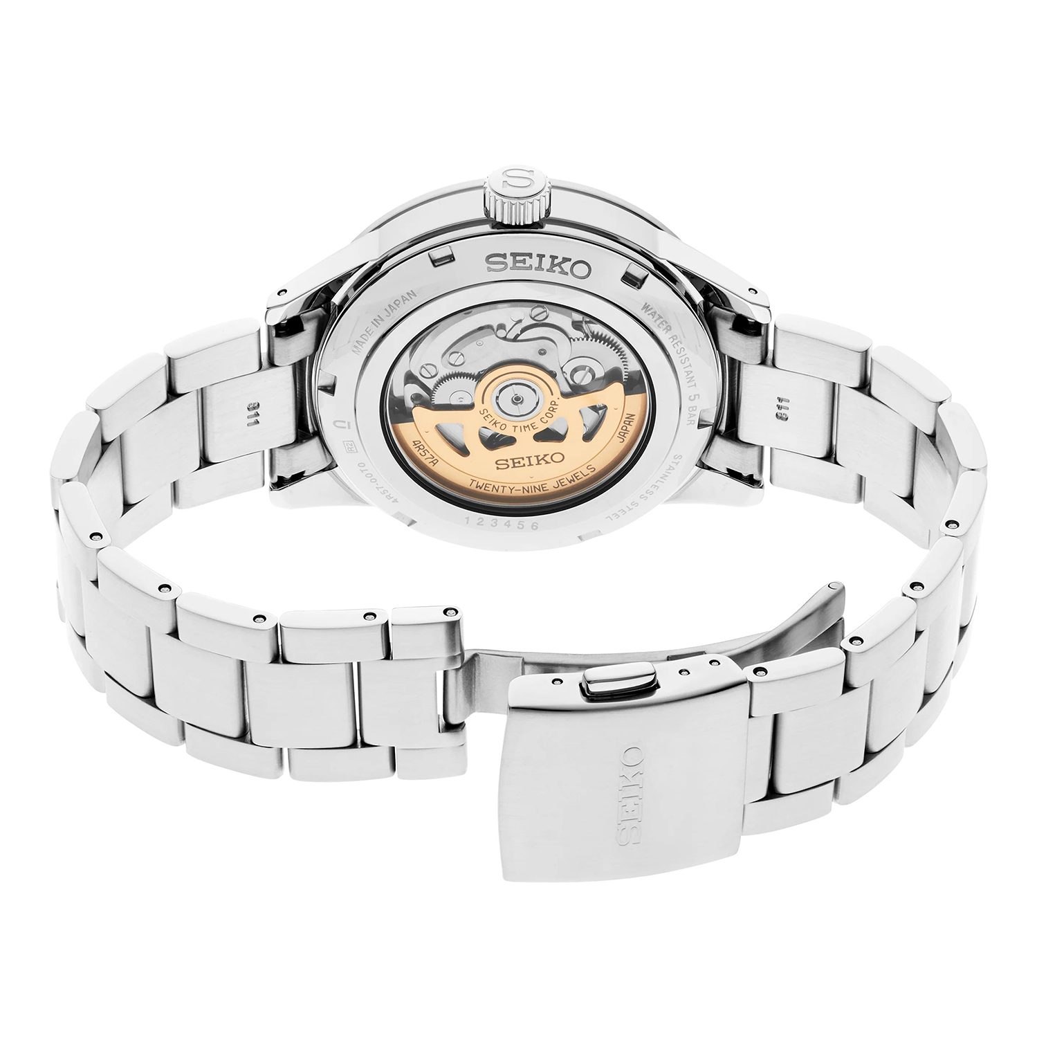 Seiko SSA449J1 zegarek srebrny klasyczny Presage bransoleta - miniatura 4