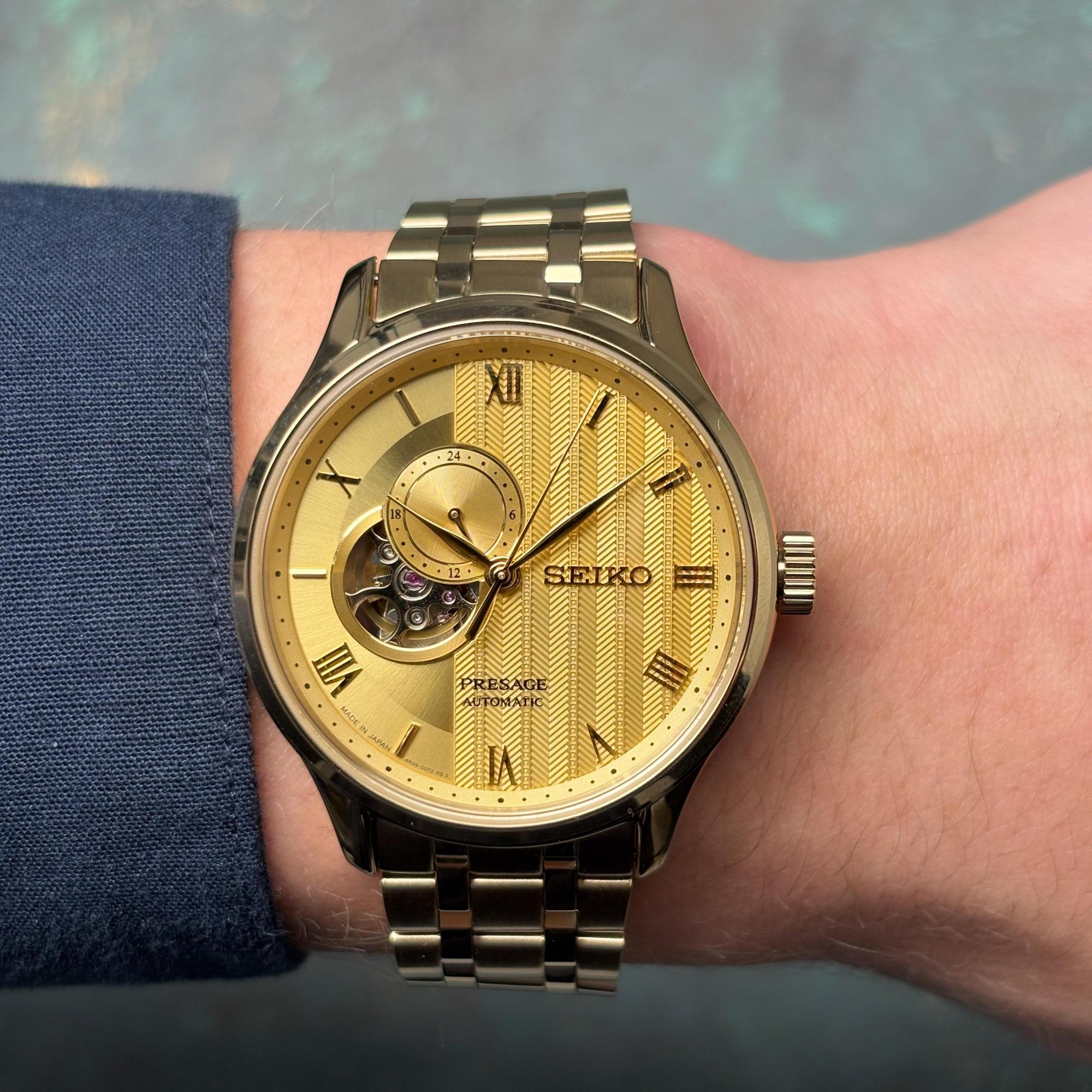 Seiko SSA468J1 Automatic Automatic Open Heart zegarek męski klasyczny szafirowe