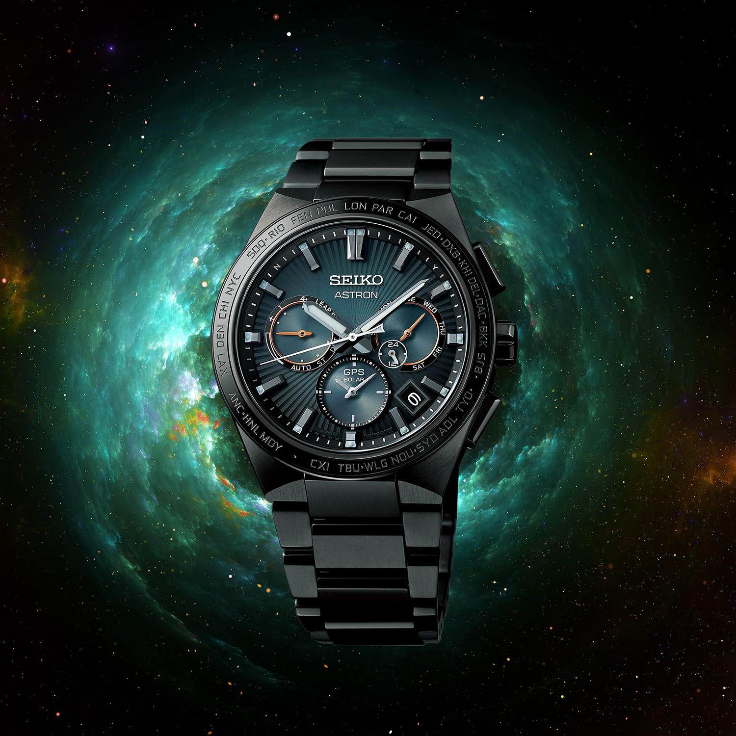 Seiko SSH127J1 Astron Supernova Green GPS Solar 5X Dual-Time 2023 Limited Edition Astron sportowy zegarek czarny