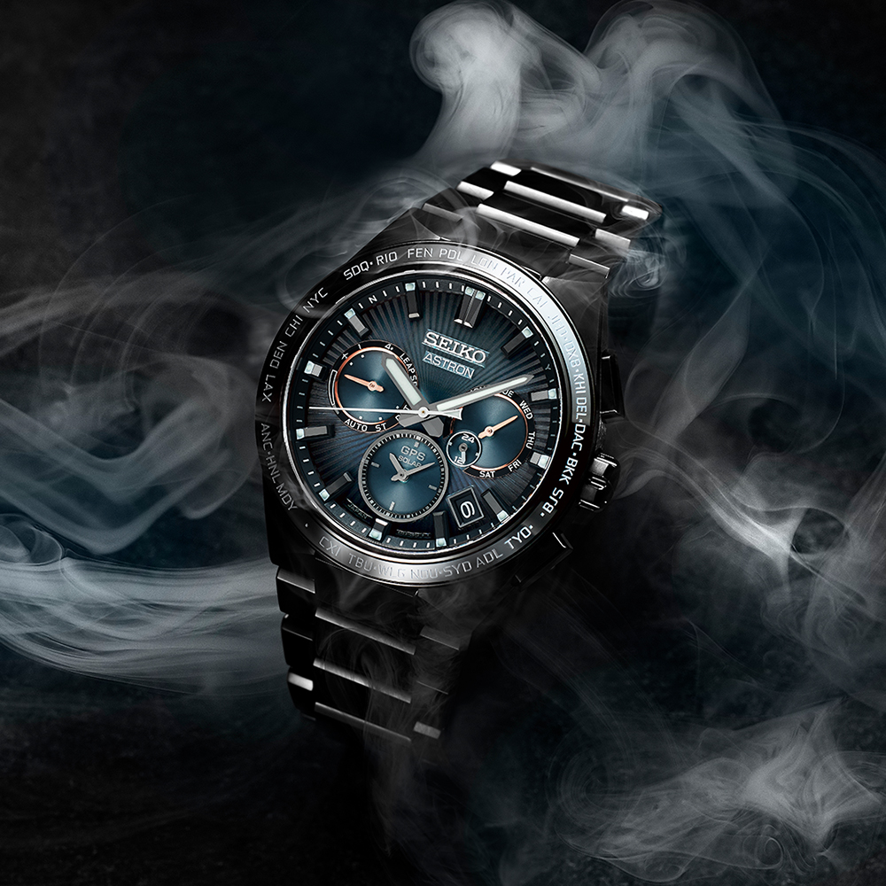 Seiko SSH127J1 zegarek czarny sportowy Astron bransoleta