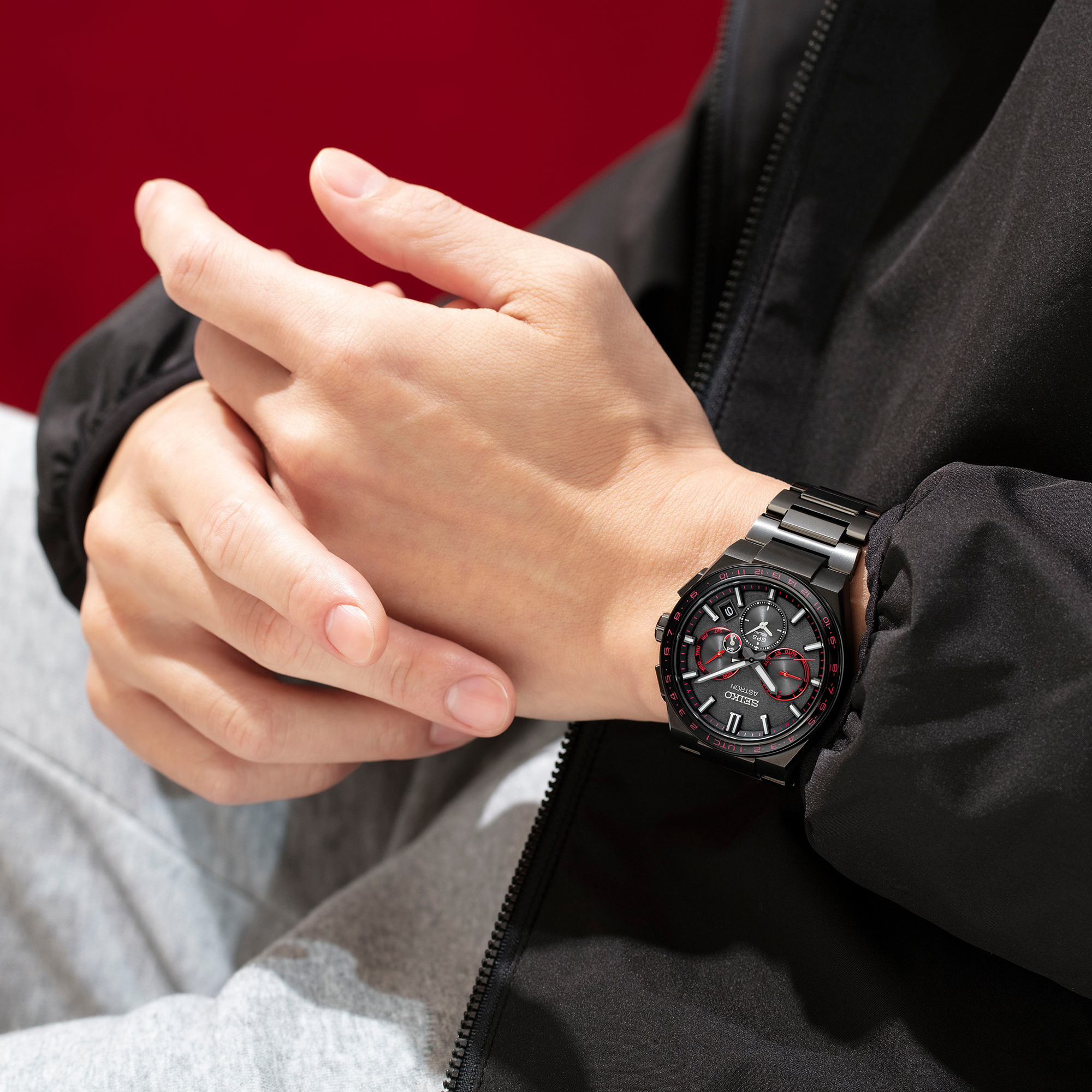 Seiko SSH137J1 Astron Redshift GPS Solar 5X Dual Time 2023 Limited Edition Astron klasyczny zegarek czarny