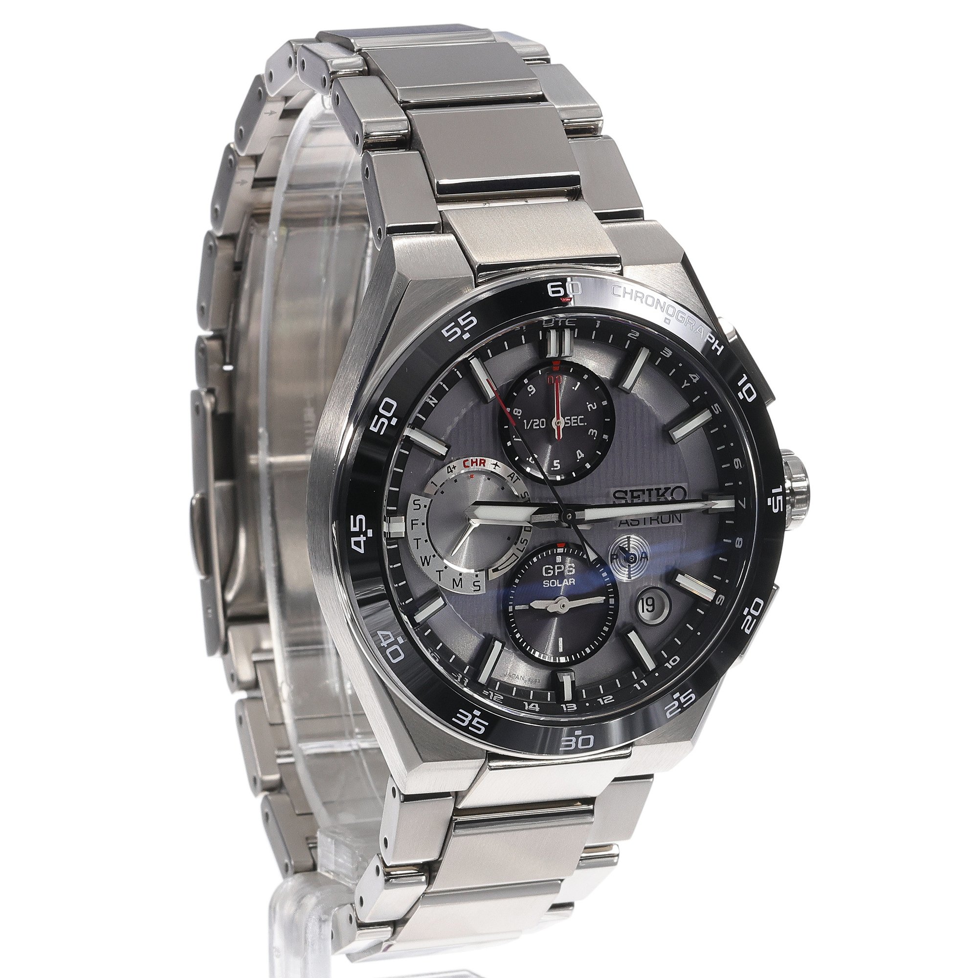 Seiko SSH153J1 Astron Astron GPS Solar Silvery Night 5X Chronograph Titanium zegarek męski sportowy szafirowe - miniatura 8