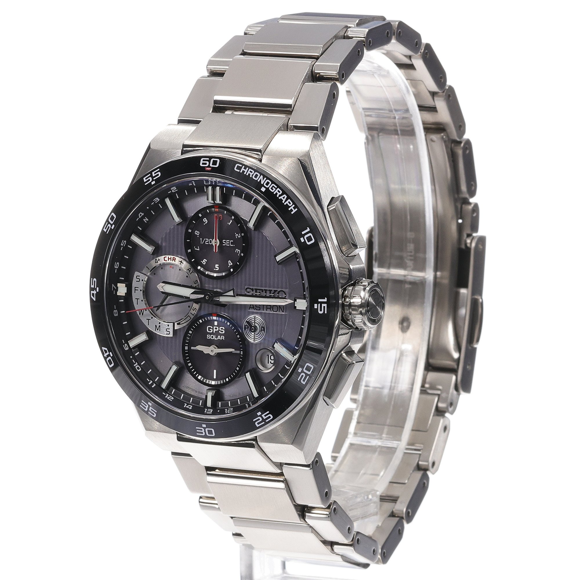 Seiko SSH153J1 Astron Astron GPS Solar Silvery Night 5X Chronograph Titanium zegarek męski sportowy szafirowe - miniatura 10