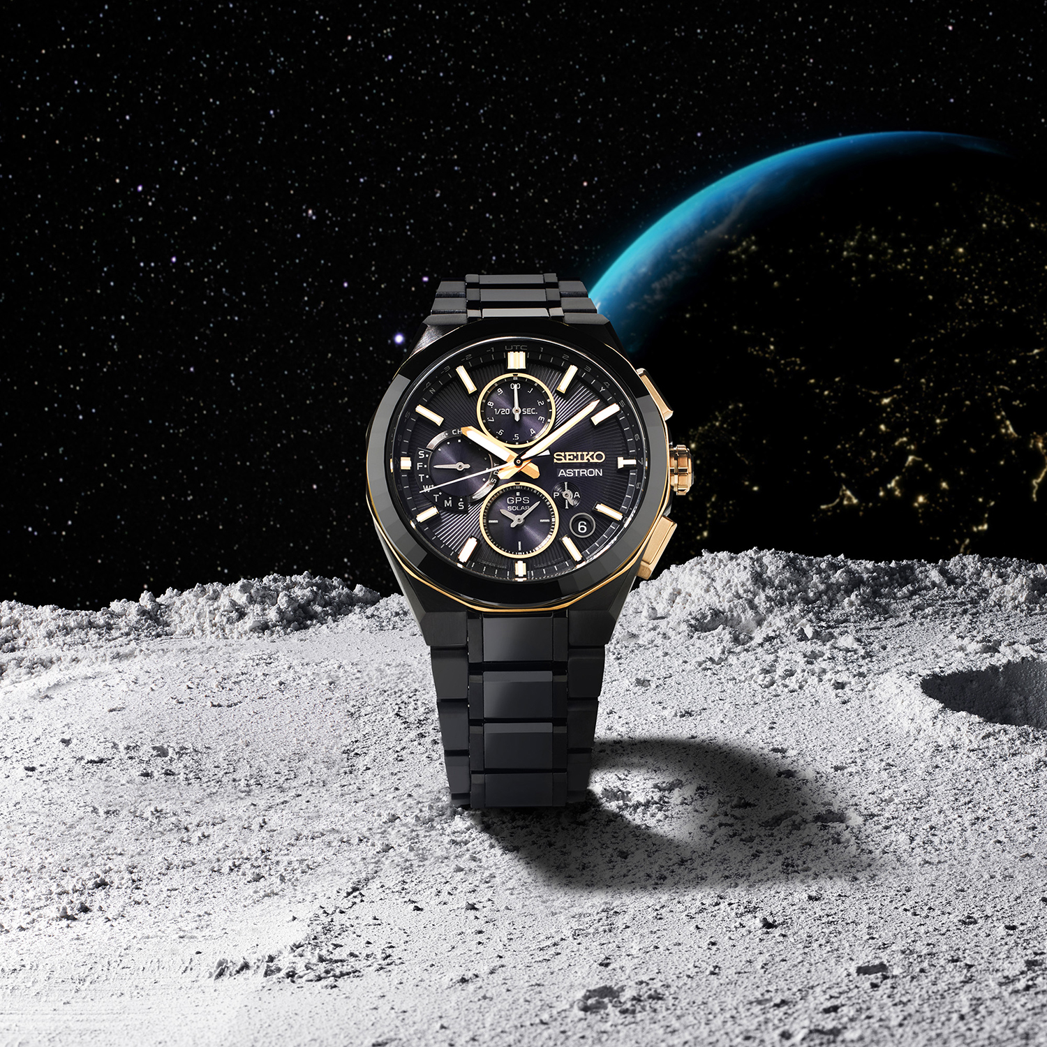 Seiko SSH156J1 zegarek czarny elegancki Astron bransoleta