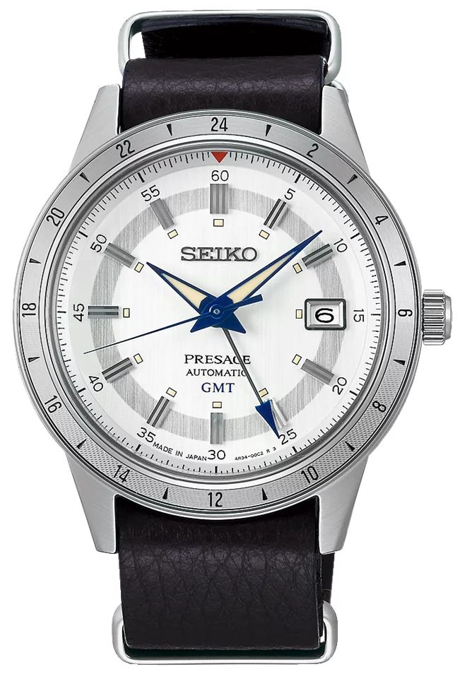 Seiko SSK015J1 Presage Style 60s GMT Limited Edition 110th Seiko Wristwatchmaking Anniversary Presage klasyczny zegarek srebrny - miniatura 2