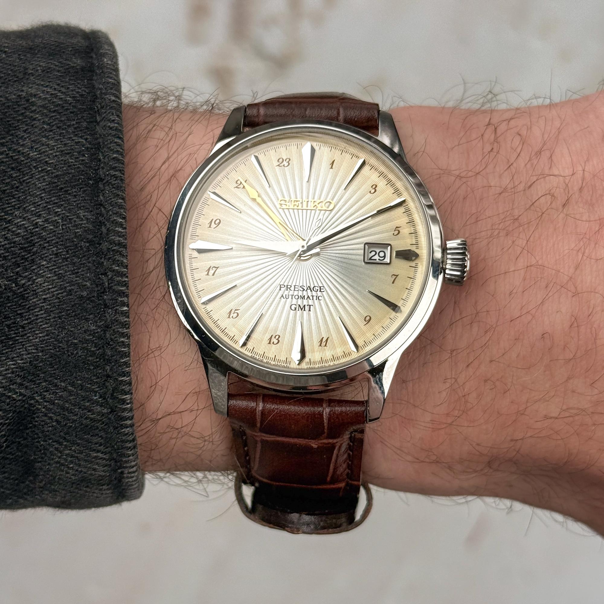 Seiko SSK041J1 Presage Presage Acacia Cocktail Time GMT zegarek męski klasyczny mineralne utwardzane - miniatura 8