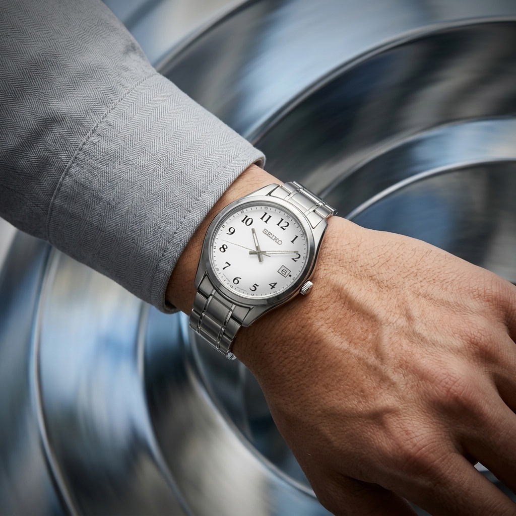 Seiko SUR459P1 zegarek srebrny klasyczny Classic bransoleta - miniatura 5